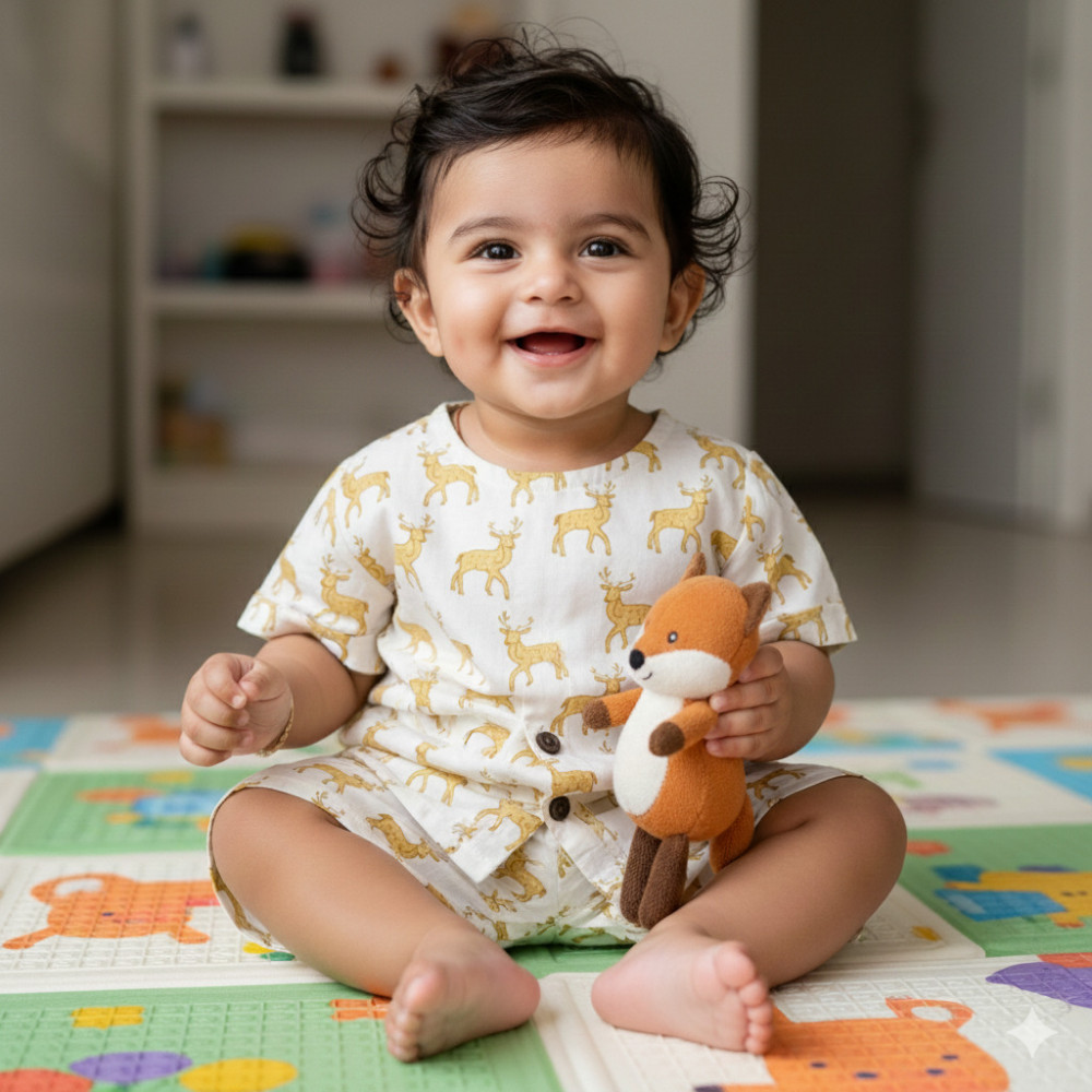 Image of Yellow Reindeer Print Set