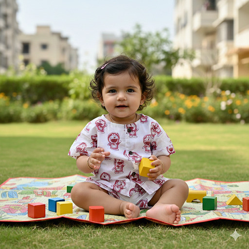 White and Pink Doremon Print Set