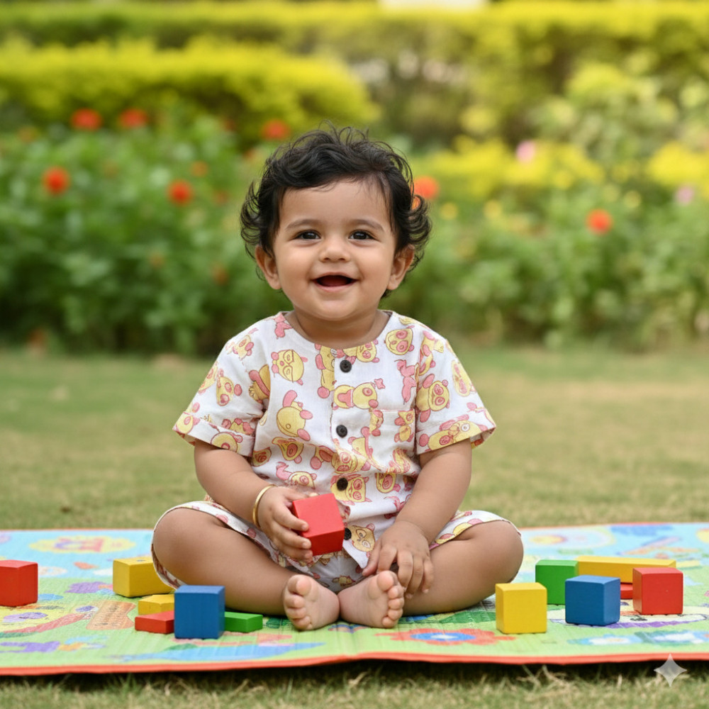 Image of Yellow and Peach Panda Print Set