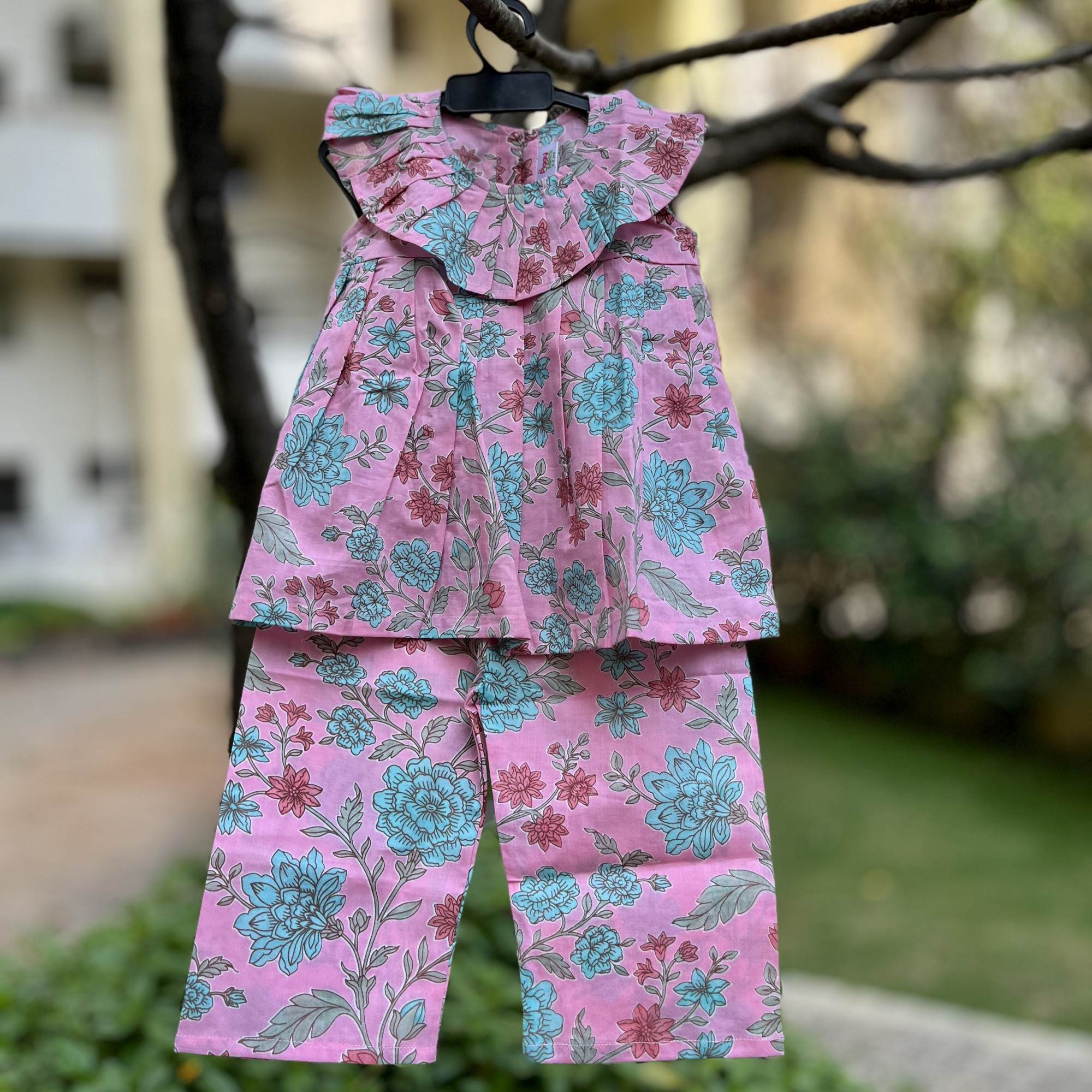 Light Purple Little Blossom Frock-Style Top and Pants