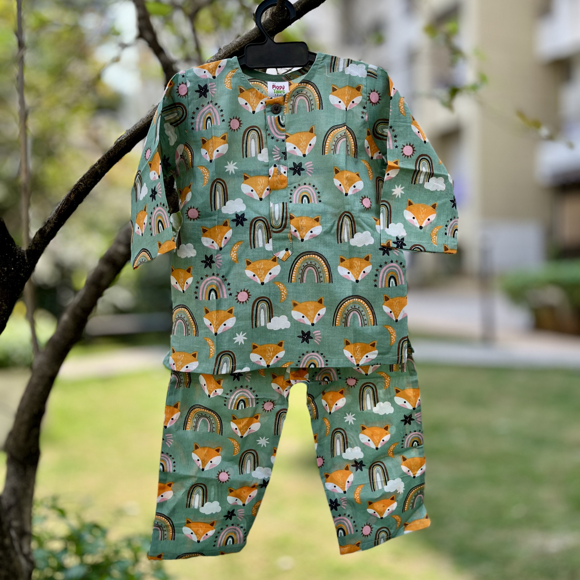 Rainbow Fox Tales Print Night Dress