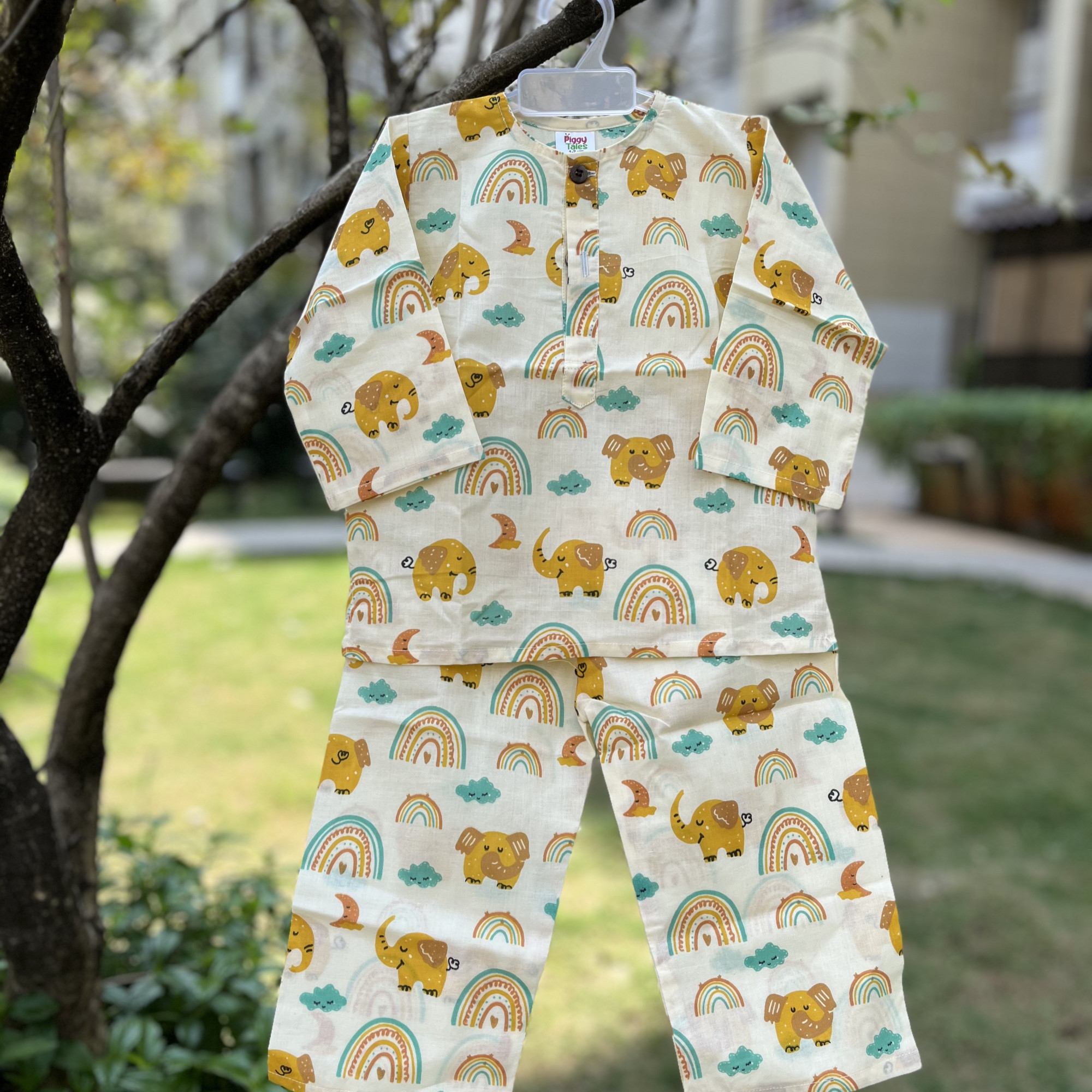 Rainbow Elephants Print  Night Dress