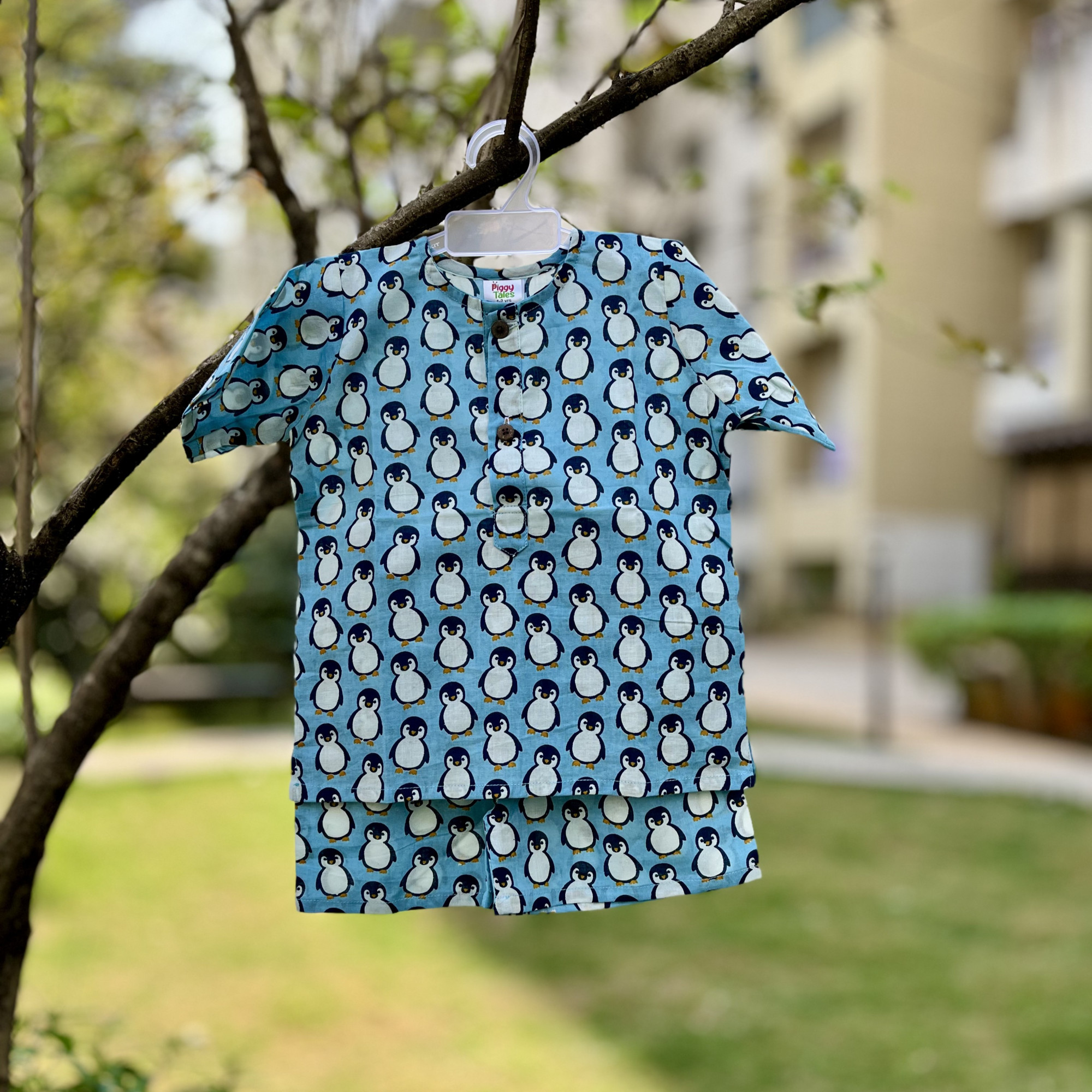 Blue Penguine Print Summer Set