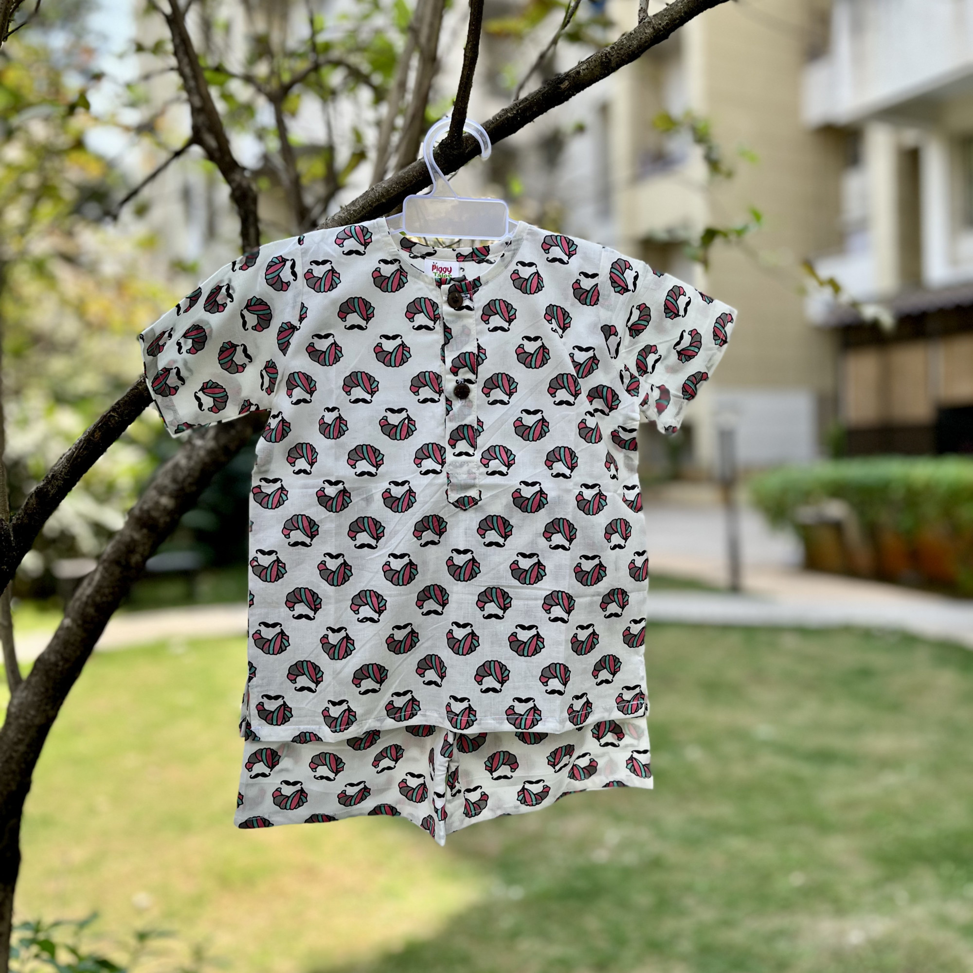 Pagdi Moustache Print Summer Set