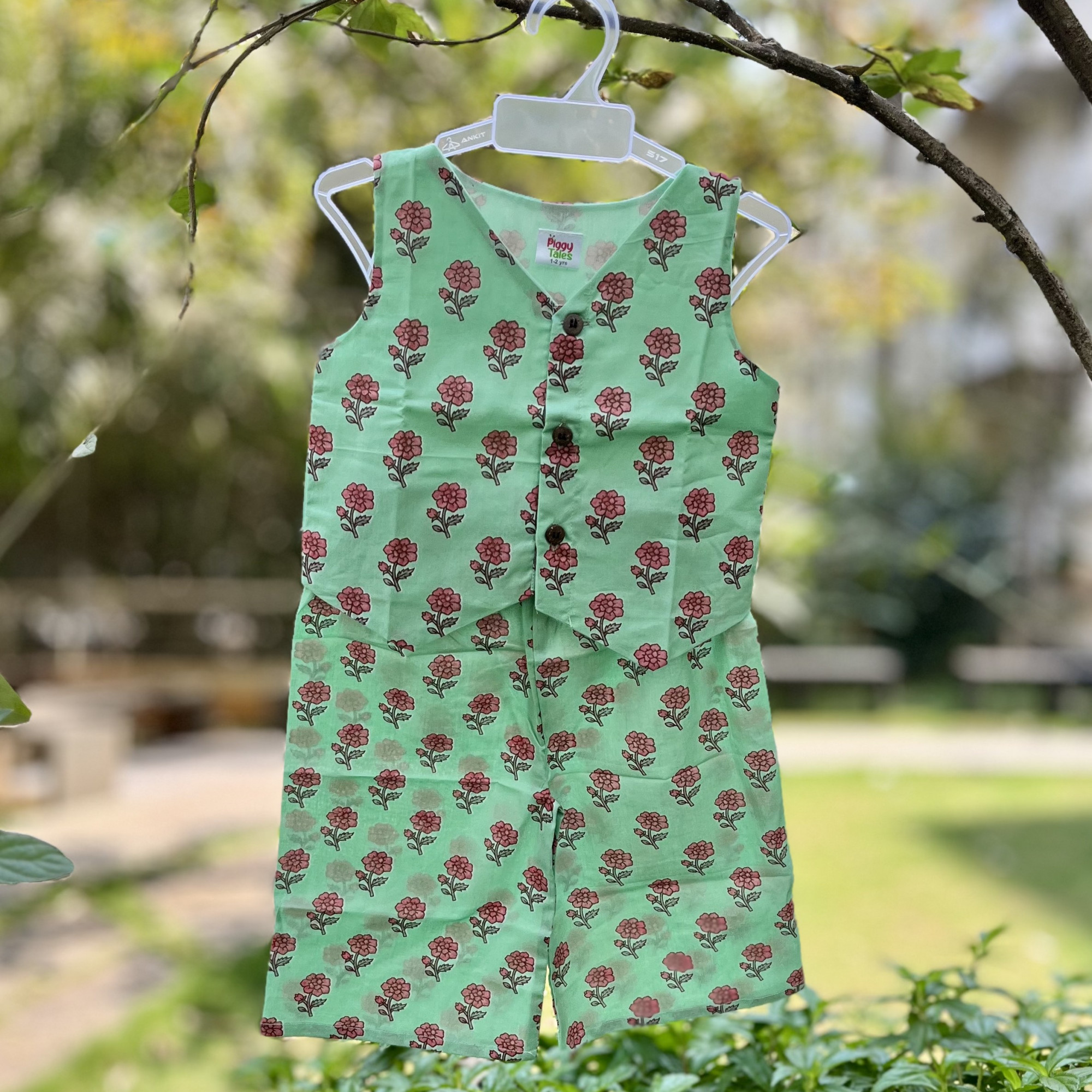 Summer Green Waistcoat and Pallazo Set