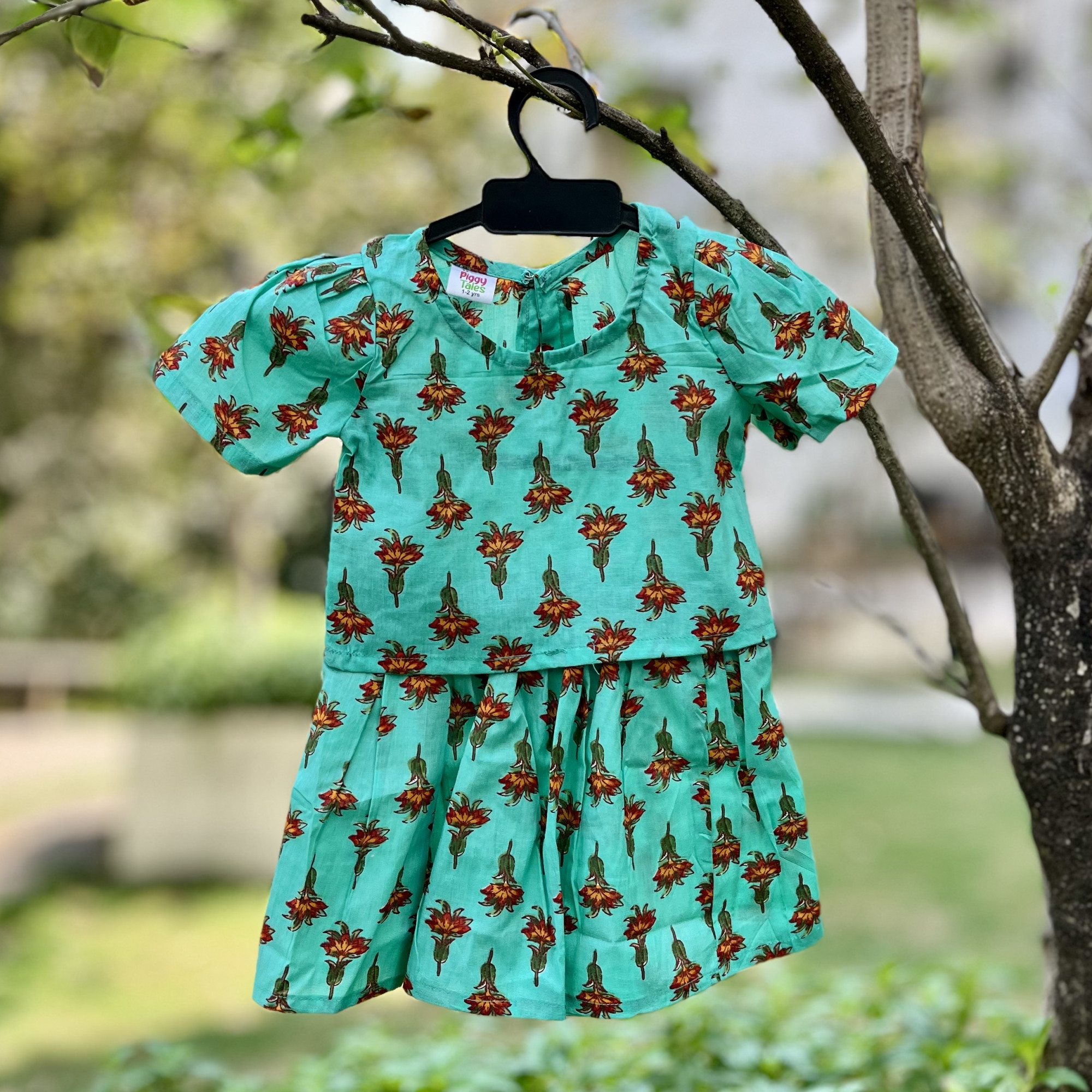 Sea Green Floral Skirt and Top