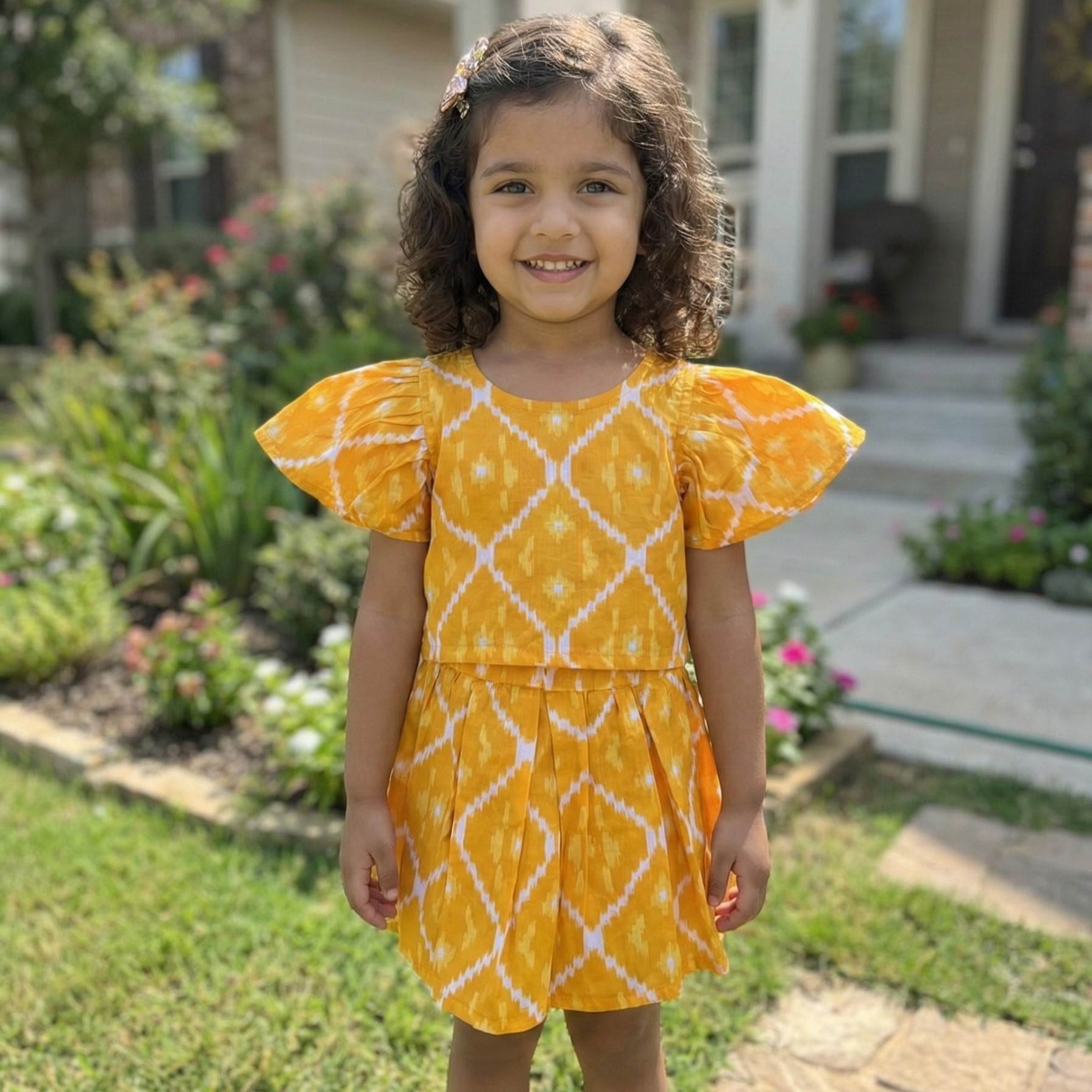 Mustard Ikat Skirt and Top