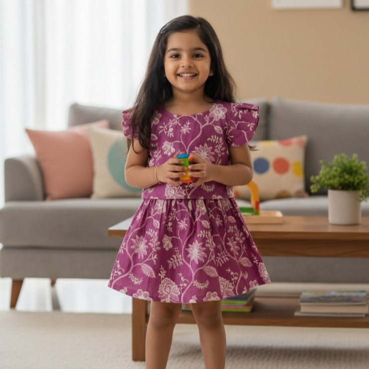 Light Purple Floral Skirt and Top