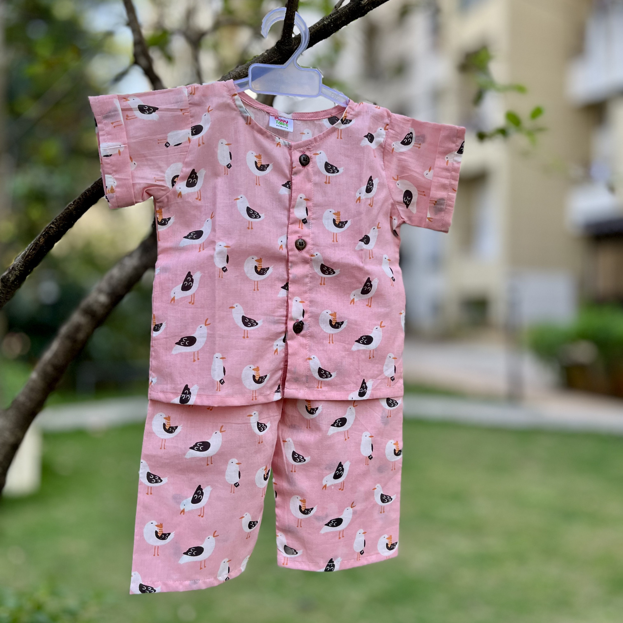 Pink Birdie Print Night Dress