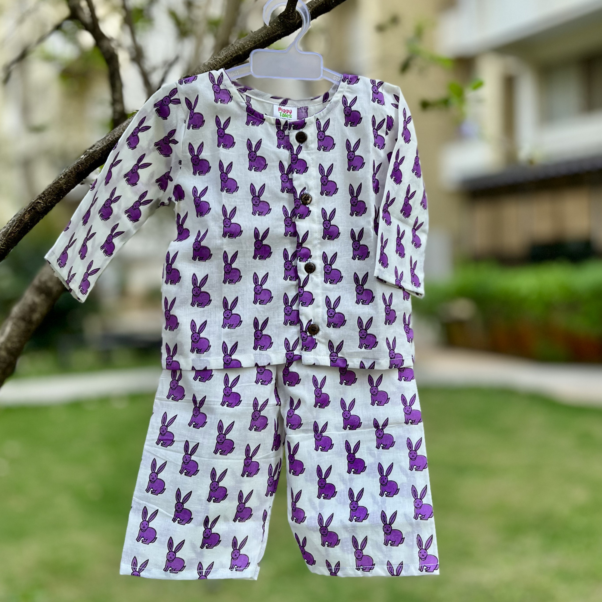 Purple Bunny Print Night Dress