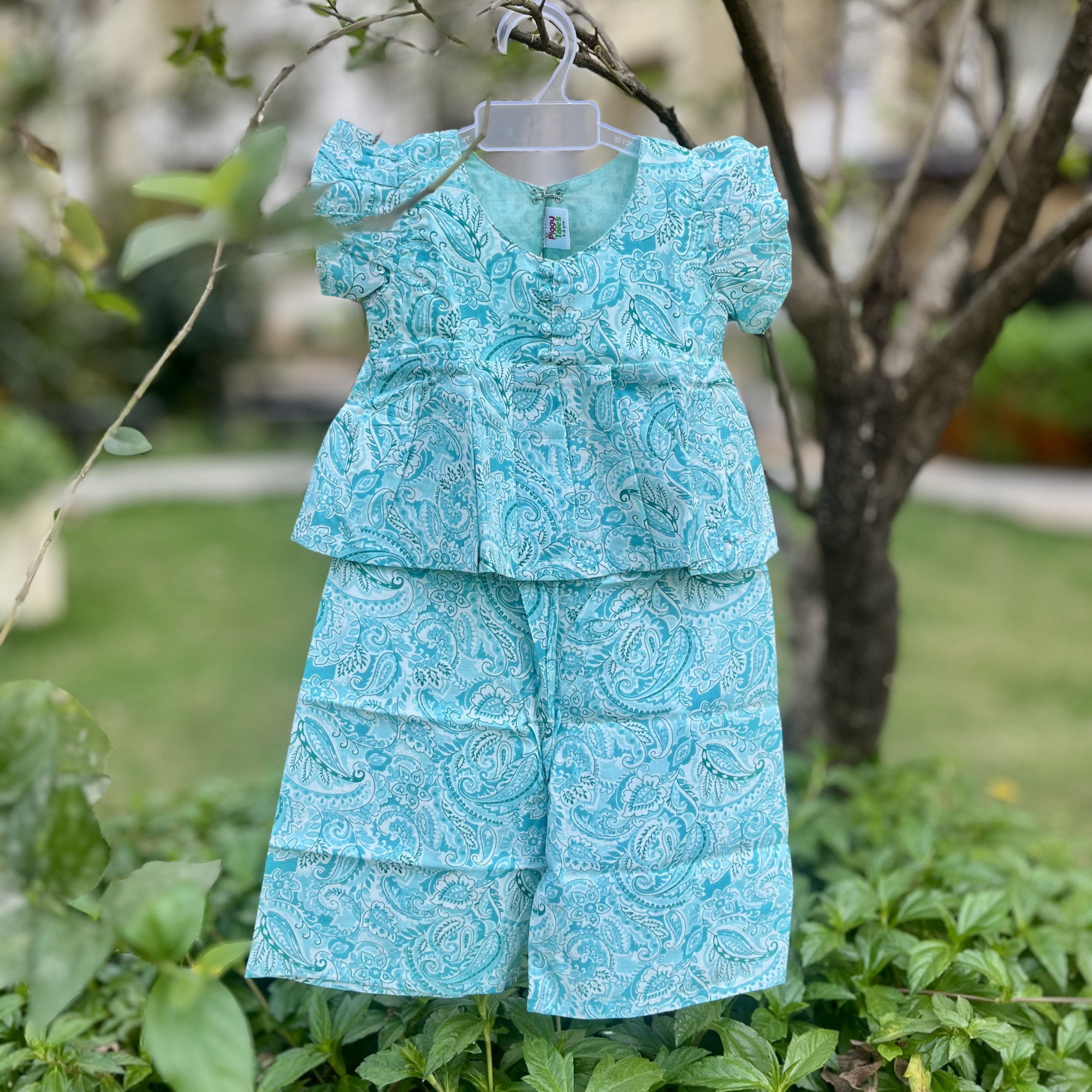 Mint Paisley Print Pallazo Set