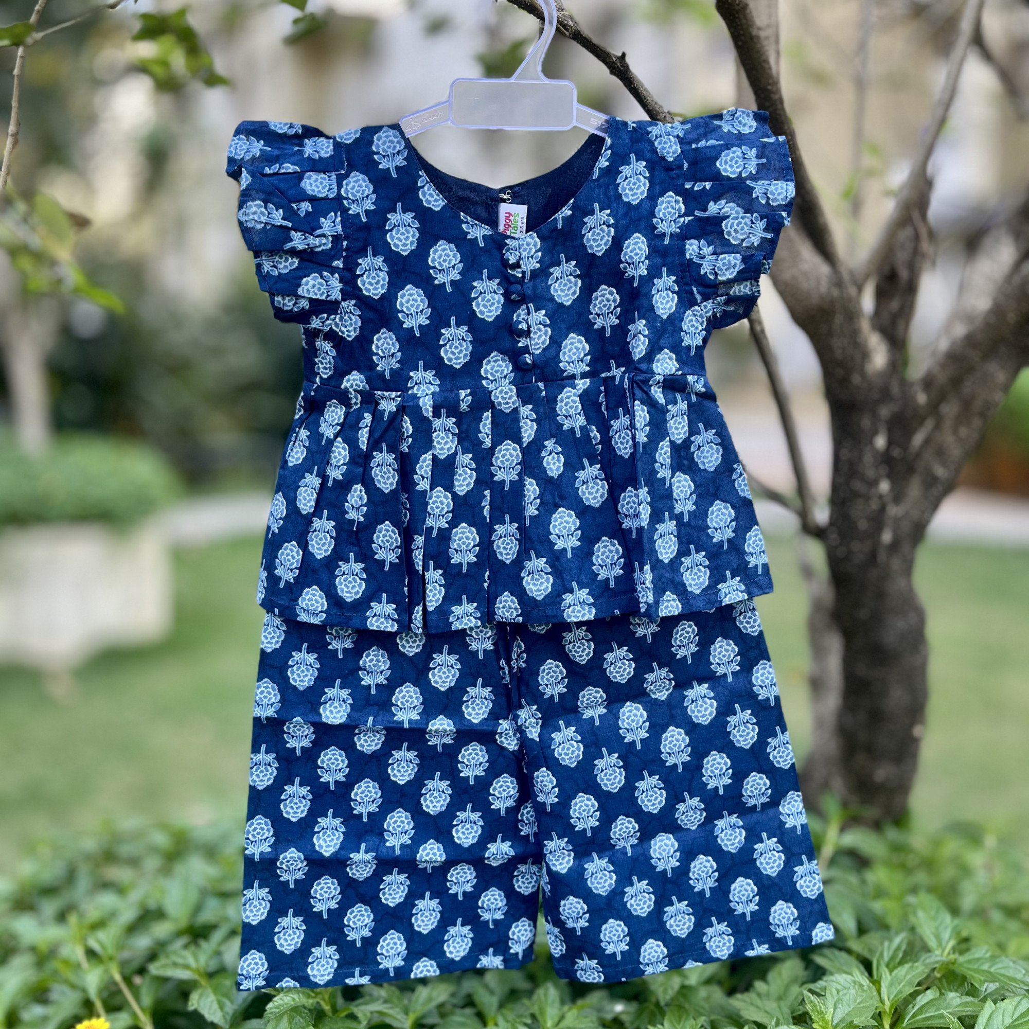 Royal Blue Bloom Print Pallazo Set