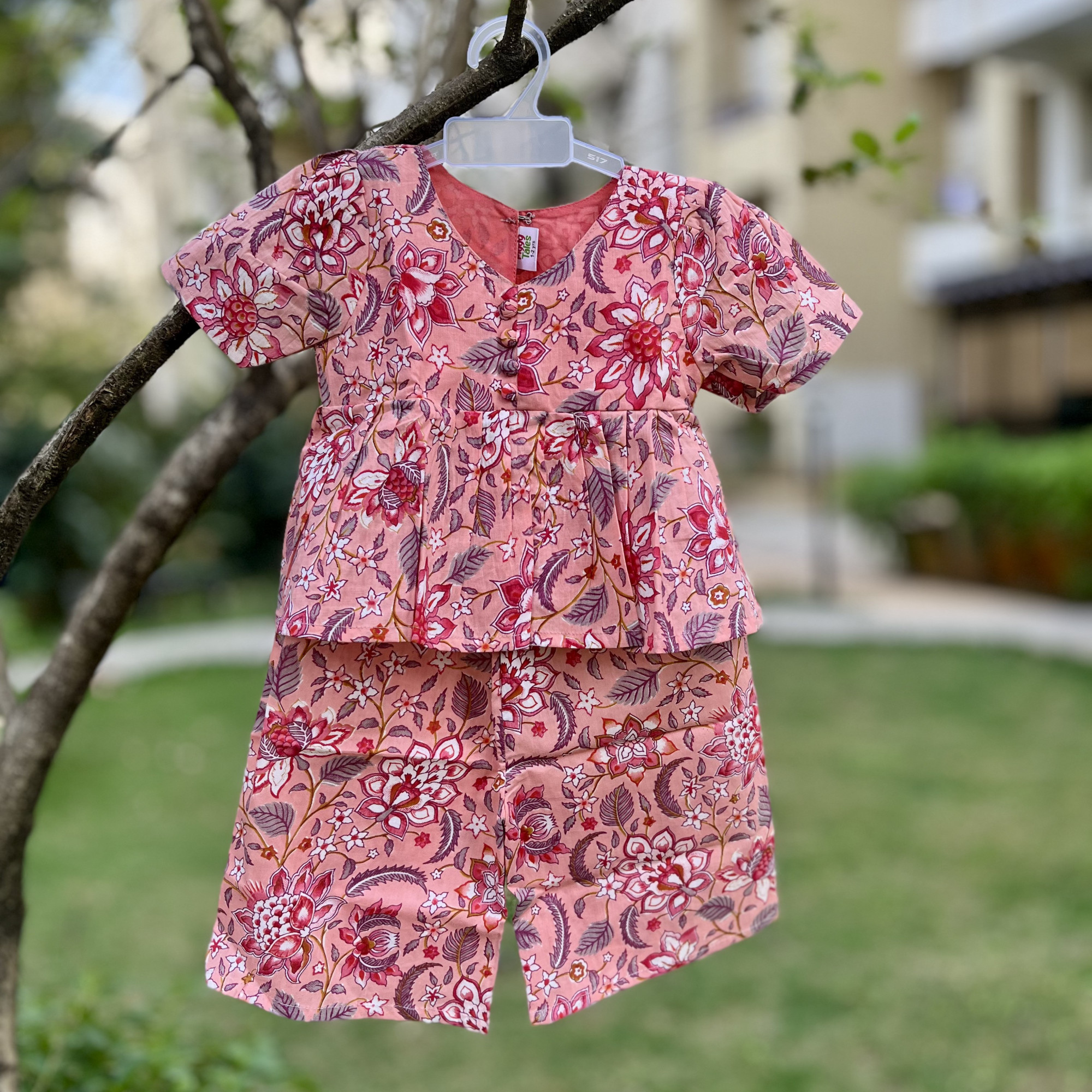 Peach Florall Print Pallazo Set