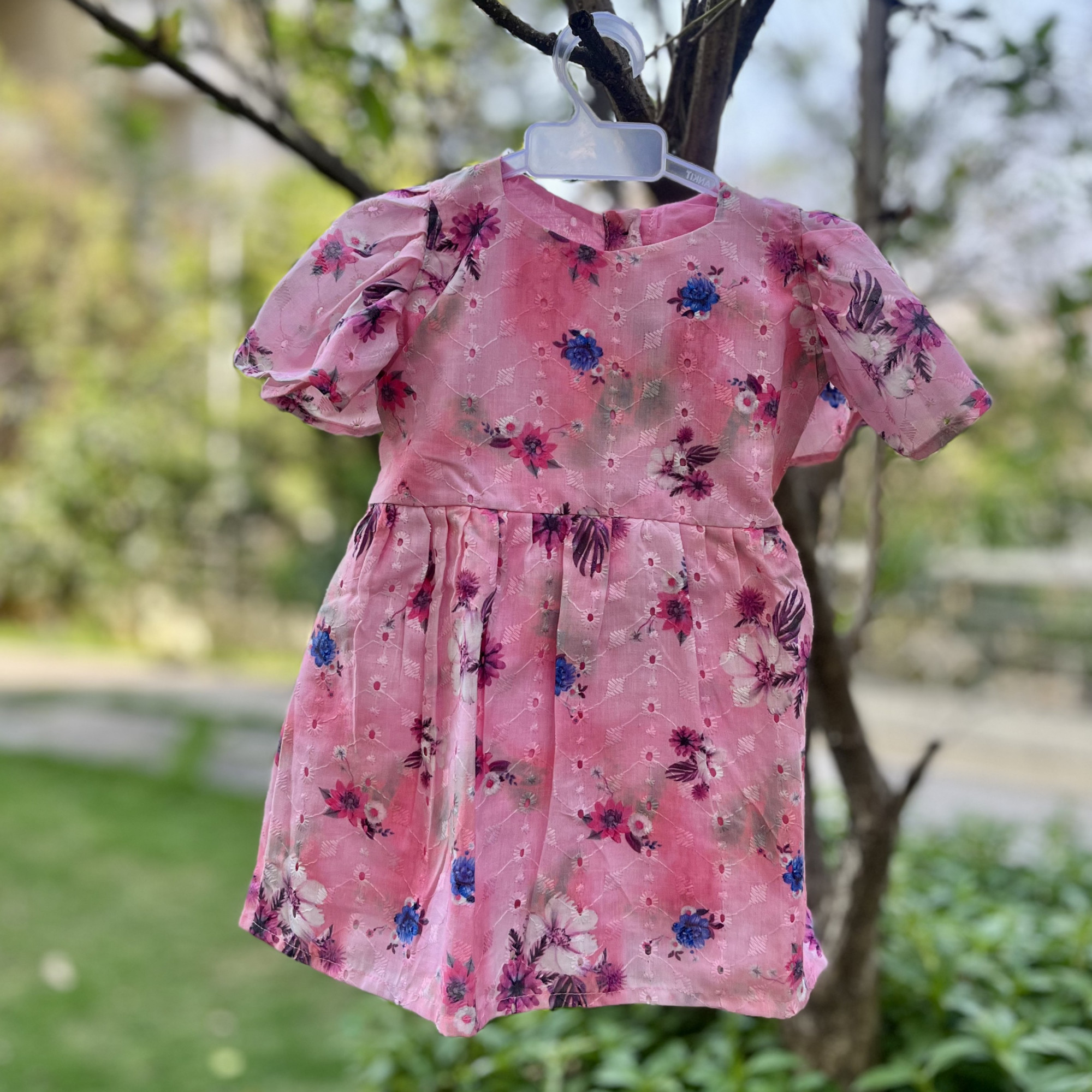 Pink Floral Cotton Hakoba Frock