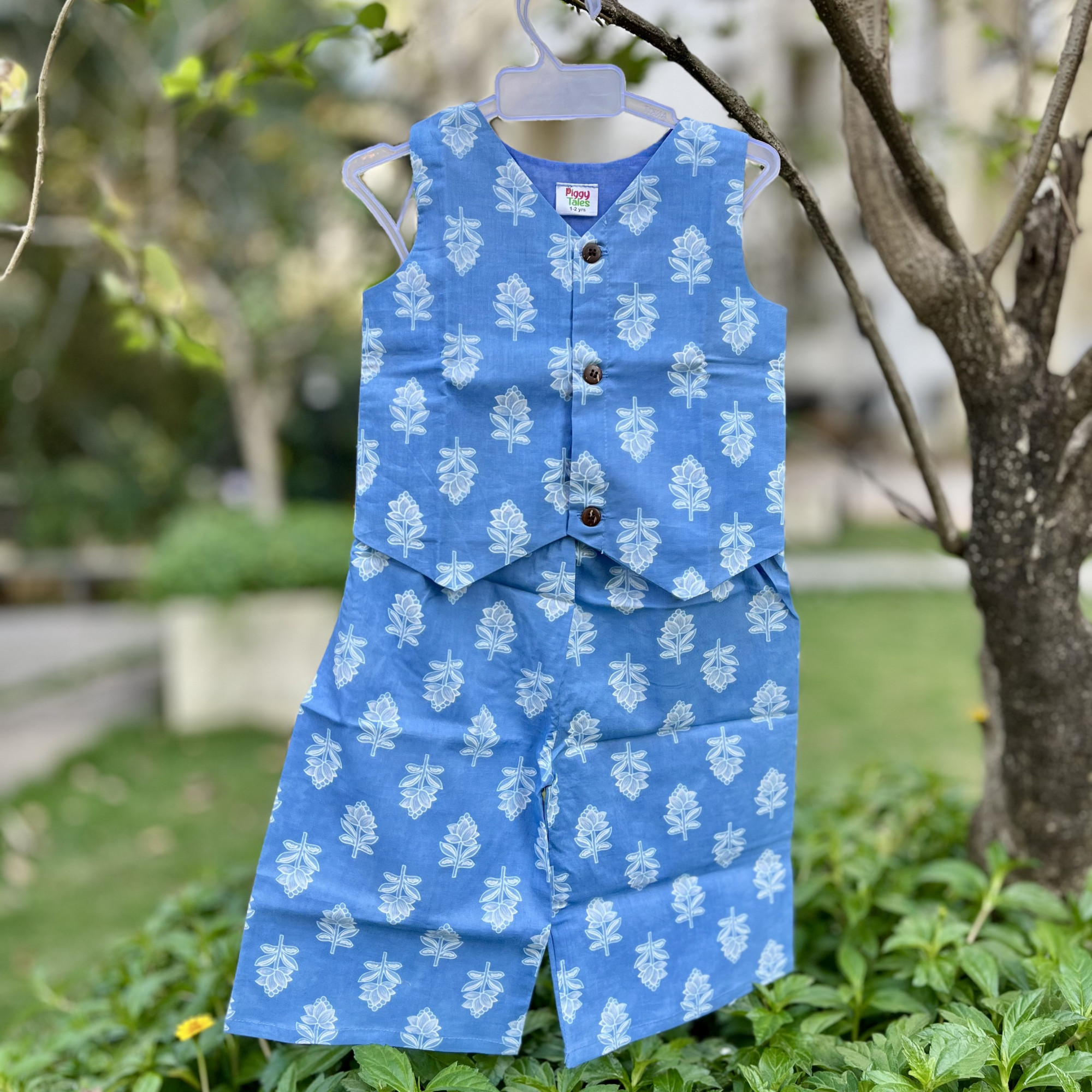 BlueBloom Waistcoat and Pallazo Set