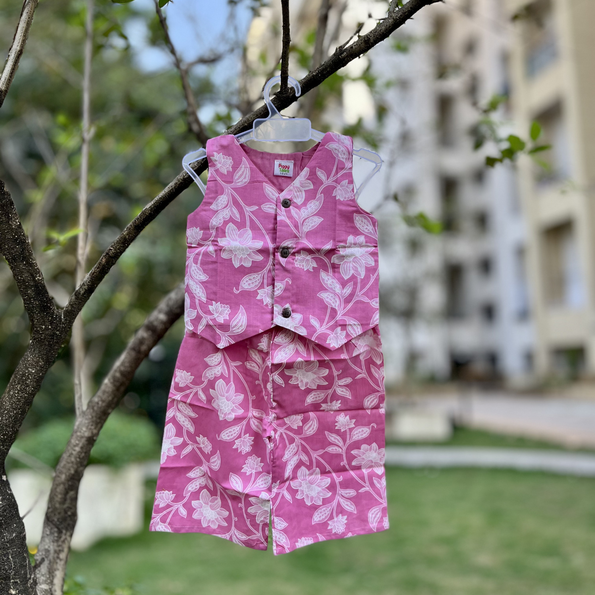 Pink Petal Waistcoat and Pallazo Set