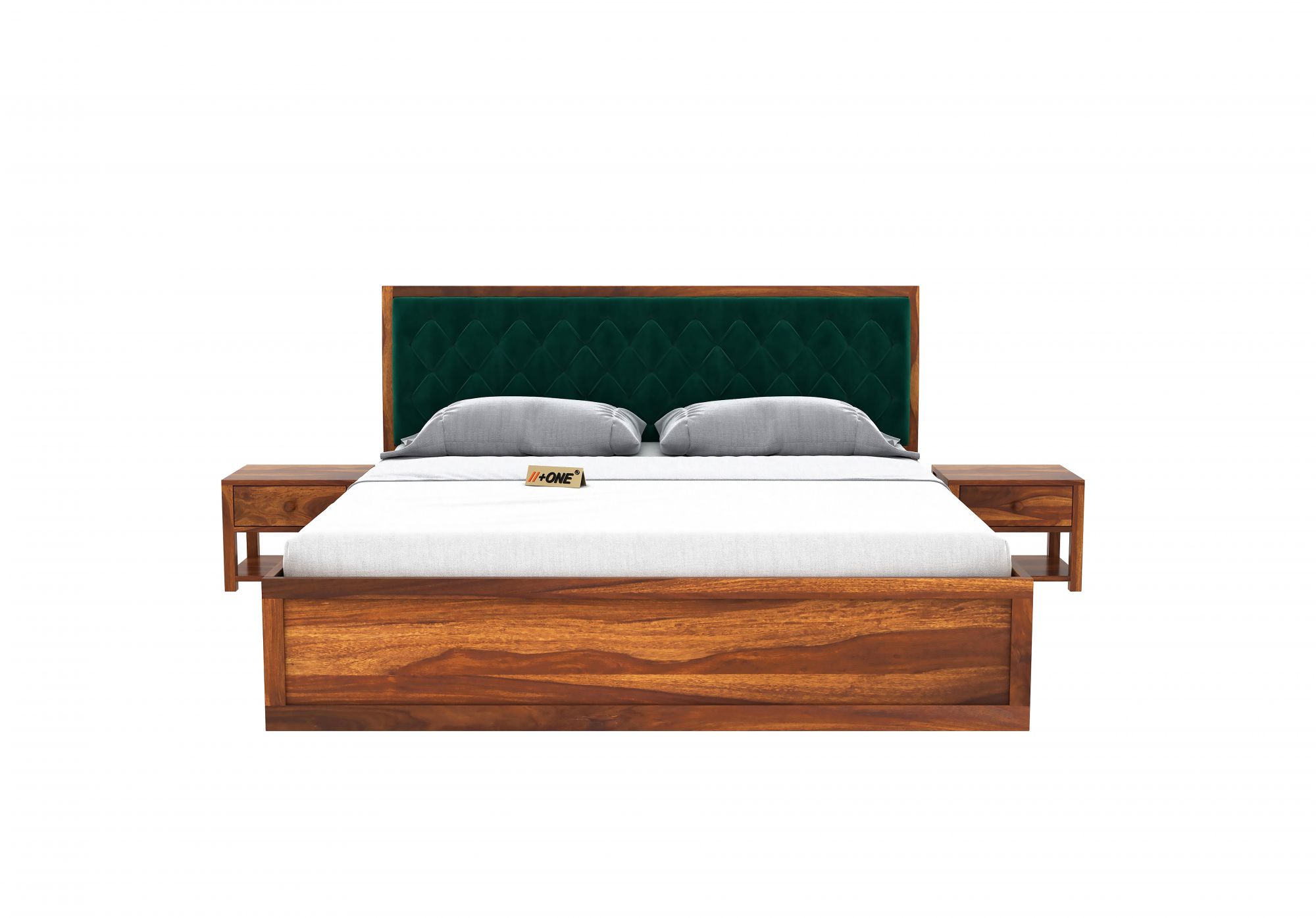 Aria Cushioned Emerald Green Bed With Hydraulic Storage