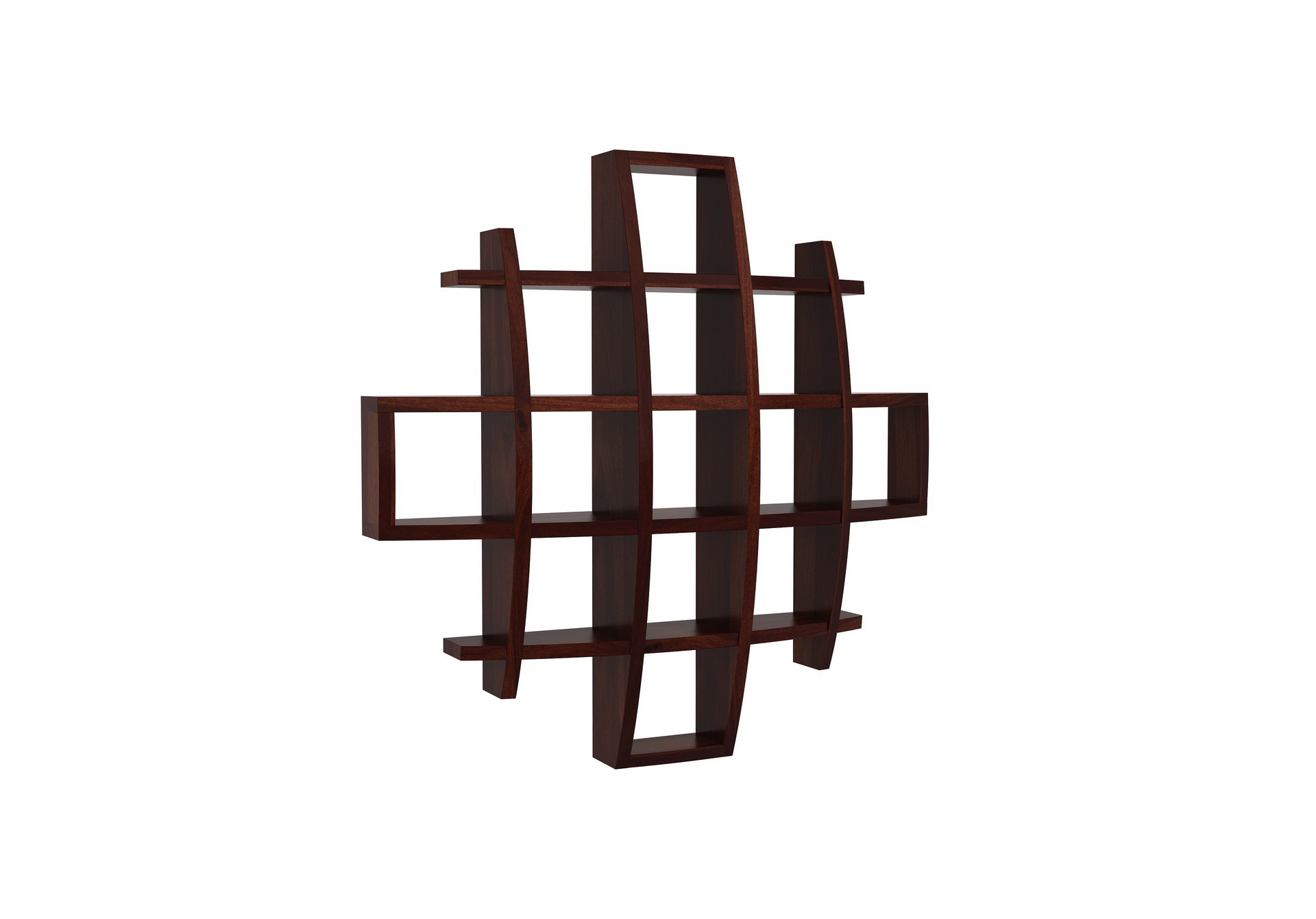 Femo Sheesham Wood Wall Shelves Teak finish