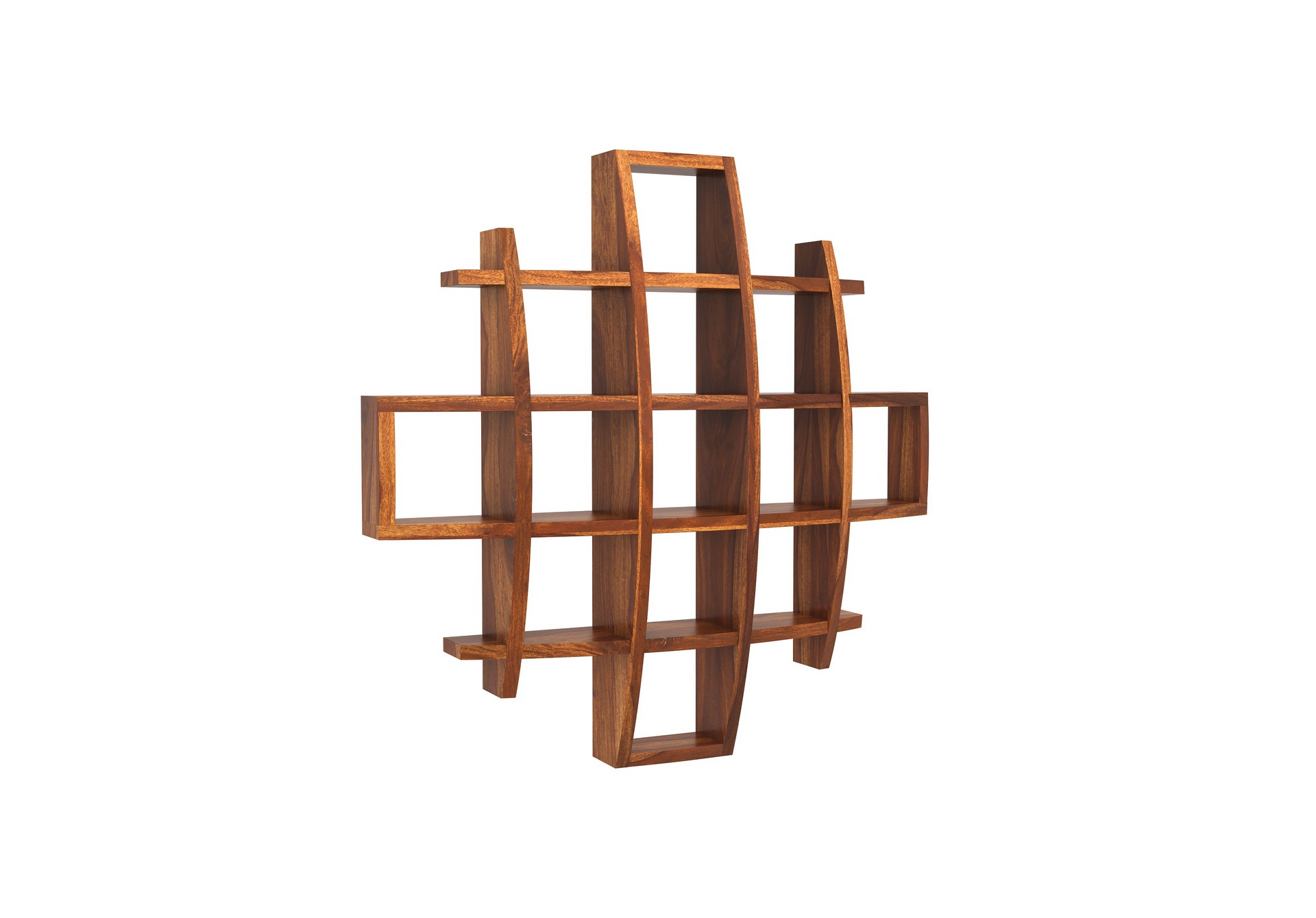 Femo Sheesham Wood Wall Shelves Teak finish