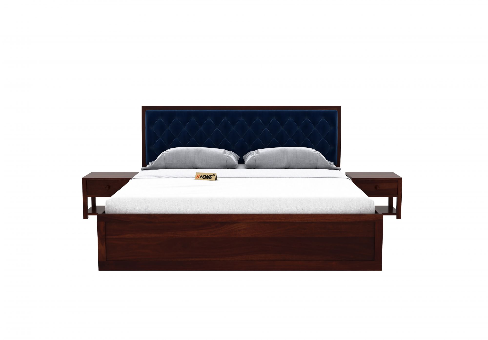 Aria Cushioned Indigo Blue Bed With Hydraulic Storage