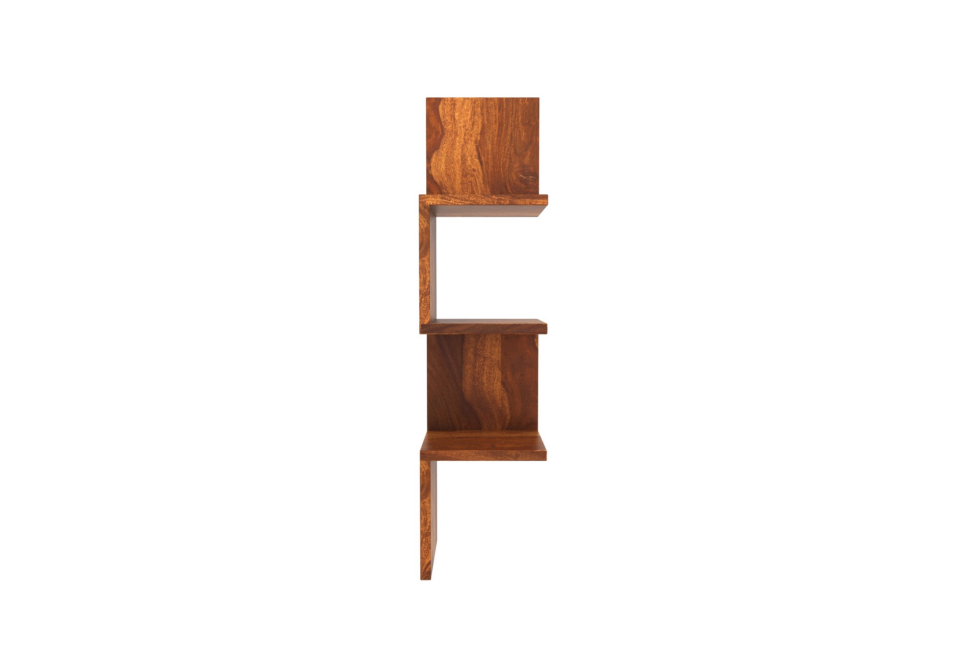 Zigzag Sheesham Wood Wall Shelves Teak finish
