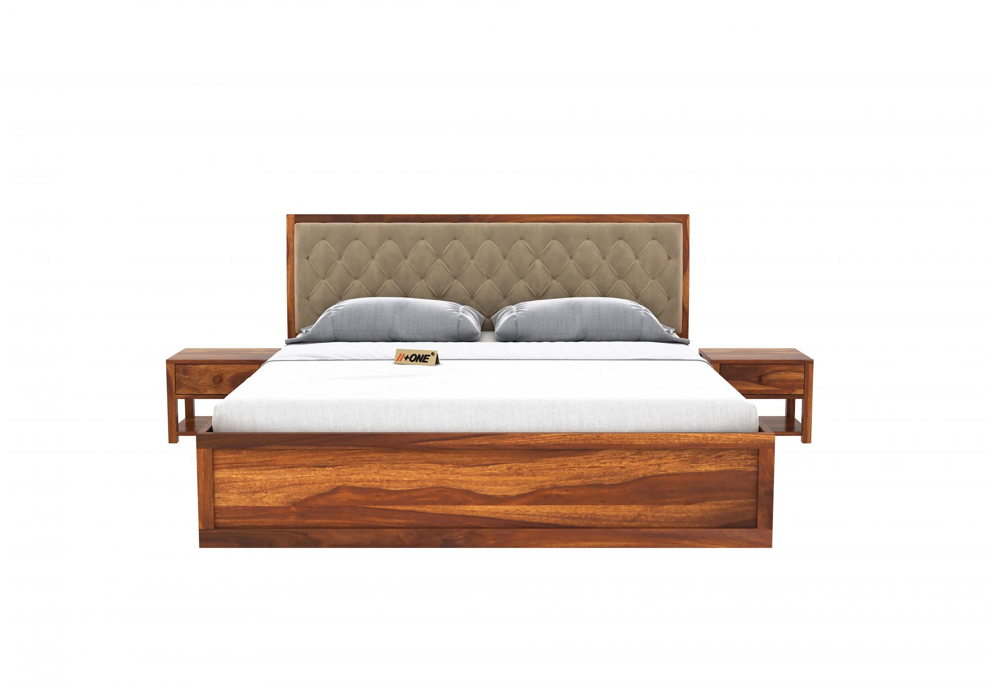 Aria Cushioned Husk Bed With Hydraulic Storage