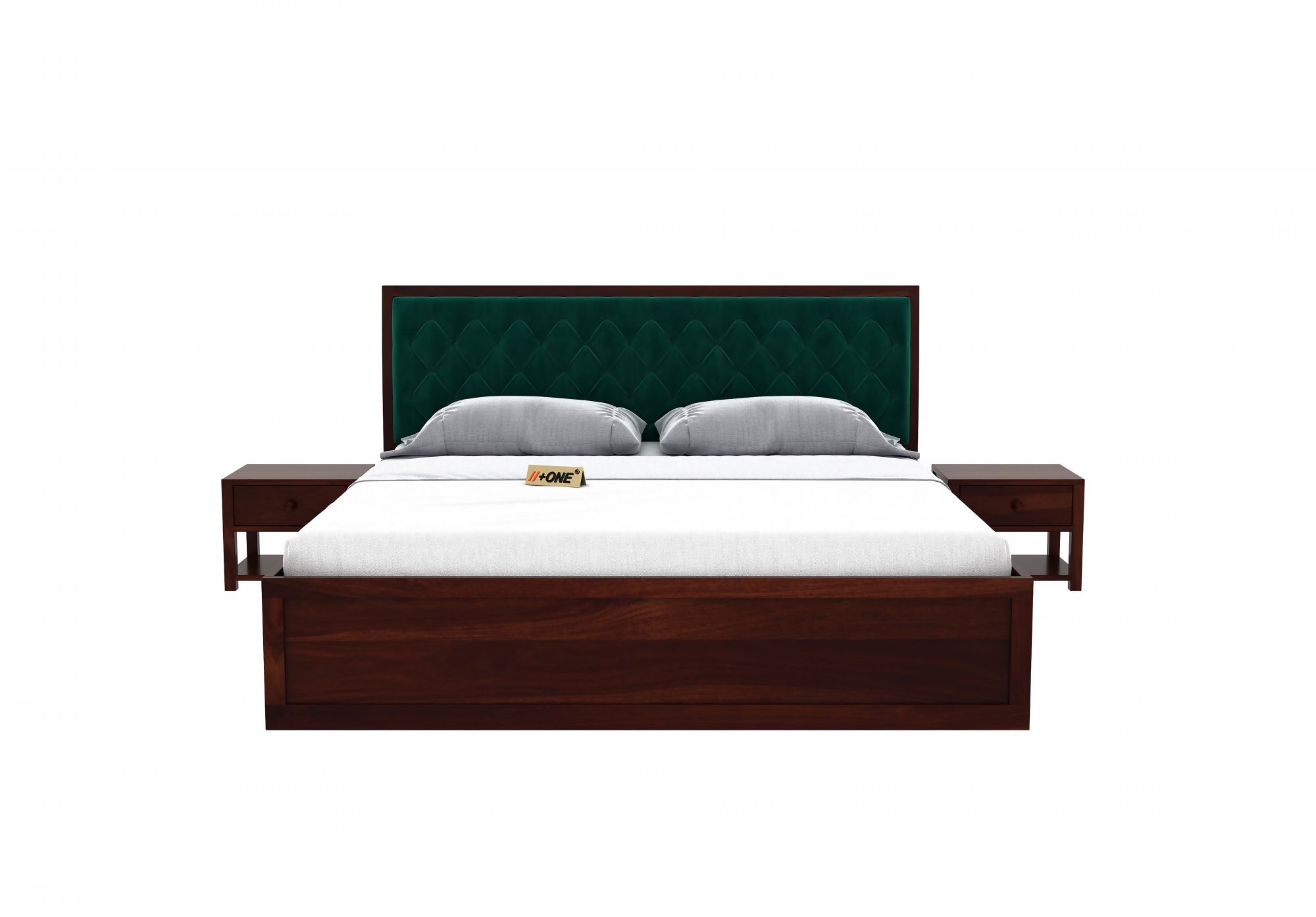 Aria Cushioned Emerald Green Bed With Hydraulic Storage
