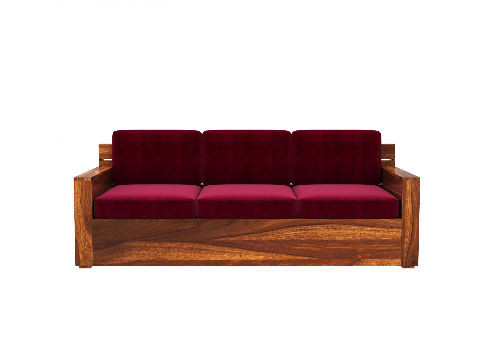 Nelson Burgandy 5 Seater Wooden Sofa Set
