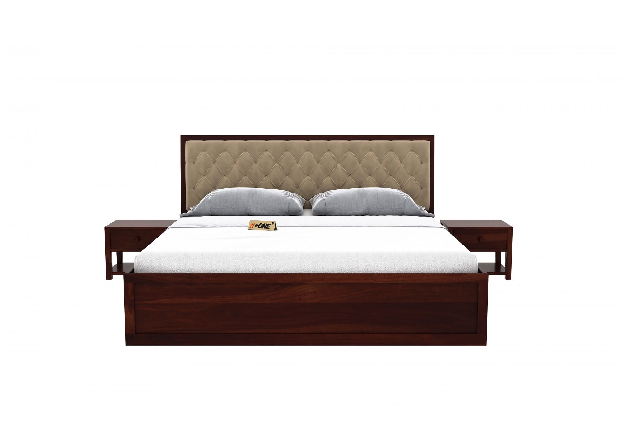 Aria Cushioned Husk Bed With Hydraulic Storage