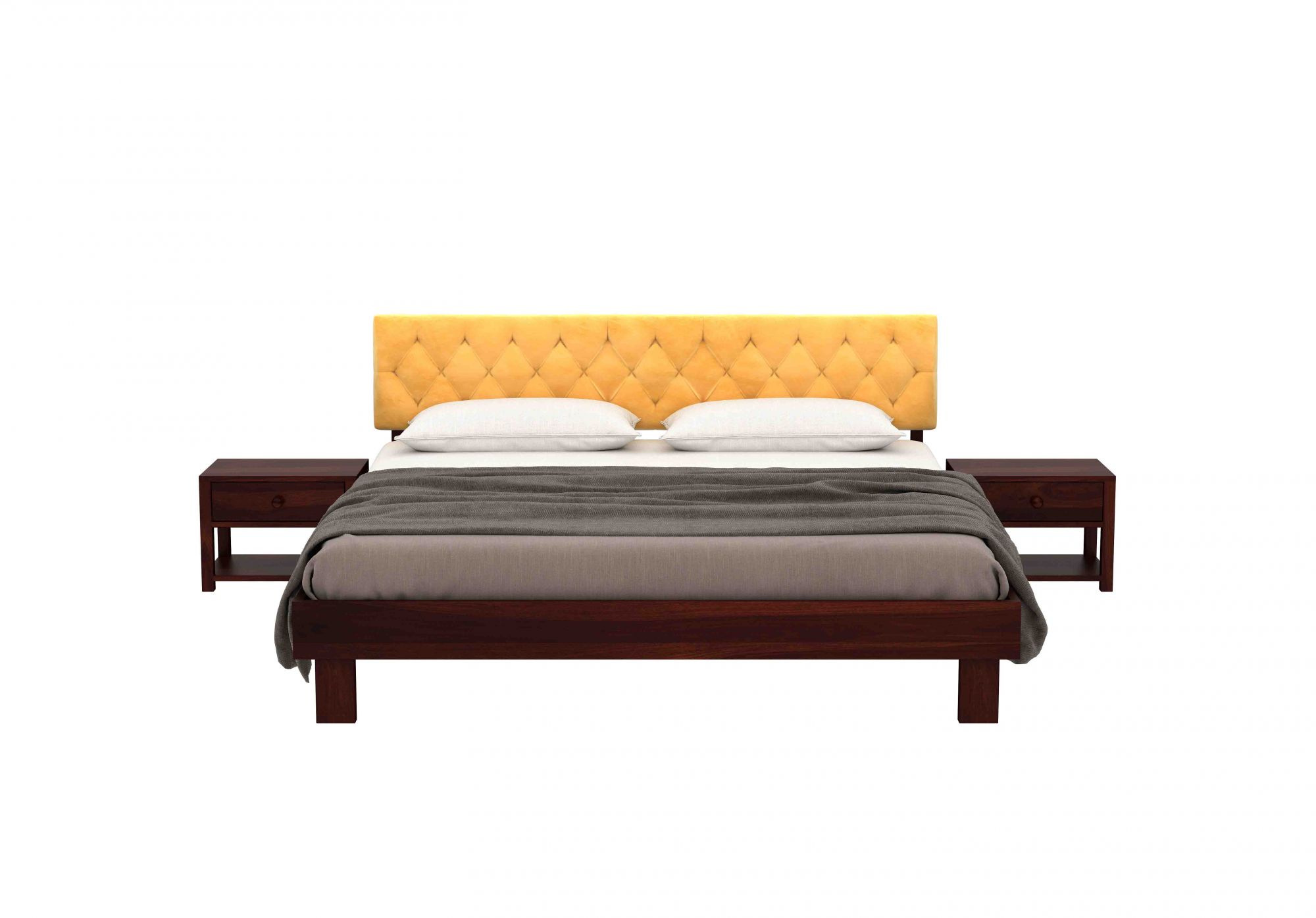 Rota Yellow Sheesham Wood Bed Without Storage