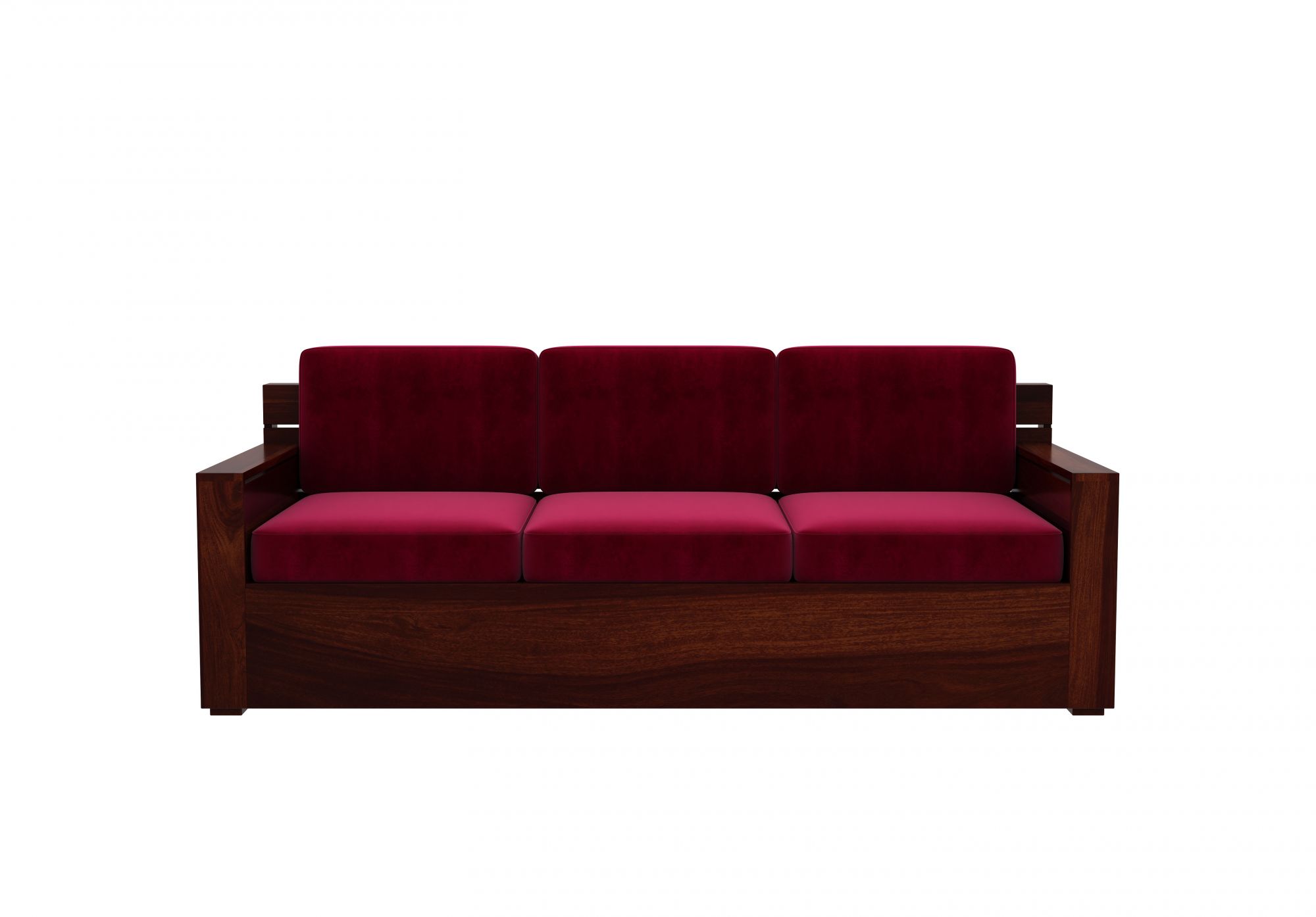 Nelson Burgandy 5 Seater Wooden Sofa Set