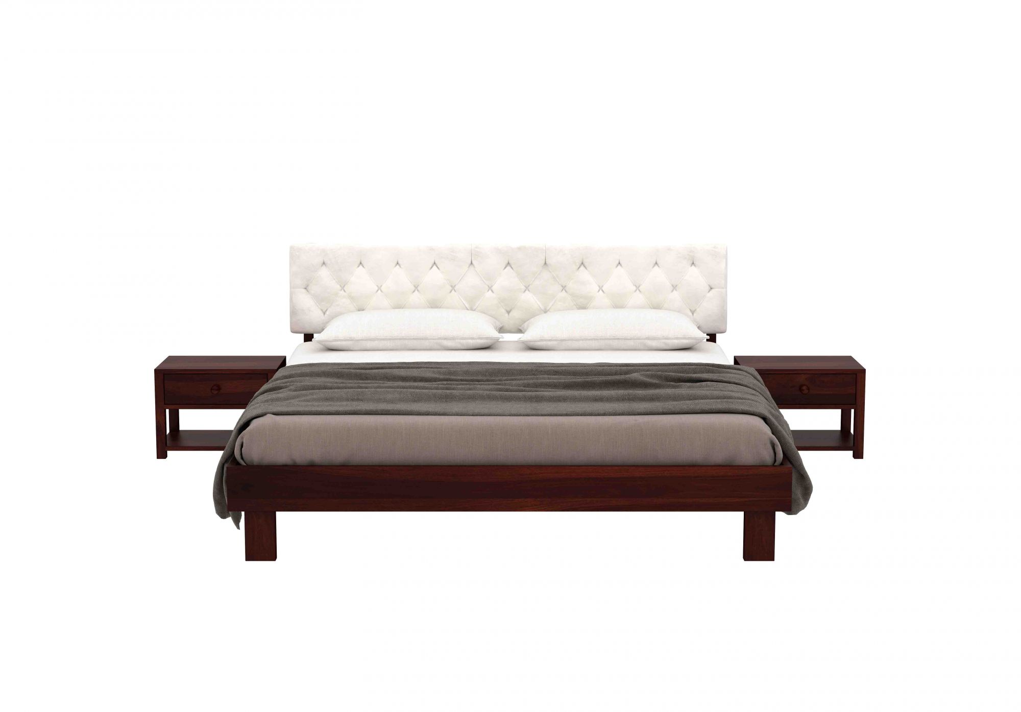 Rota Cream Sheesham Wood Bed Without Storage