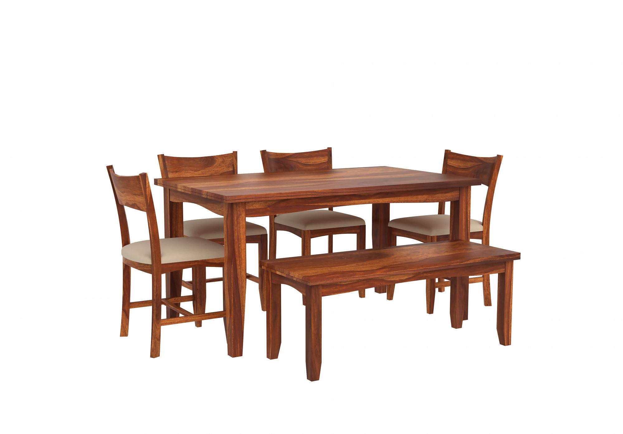 Chang Sheesham Wood Dining Table 6 Seater