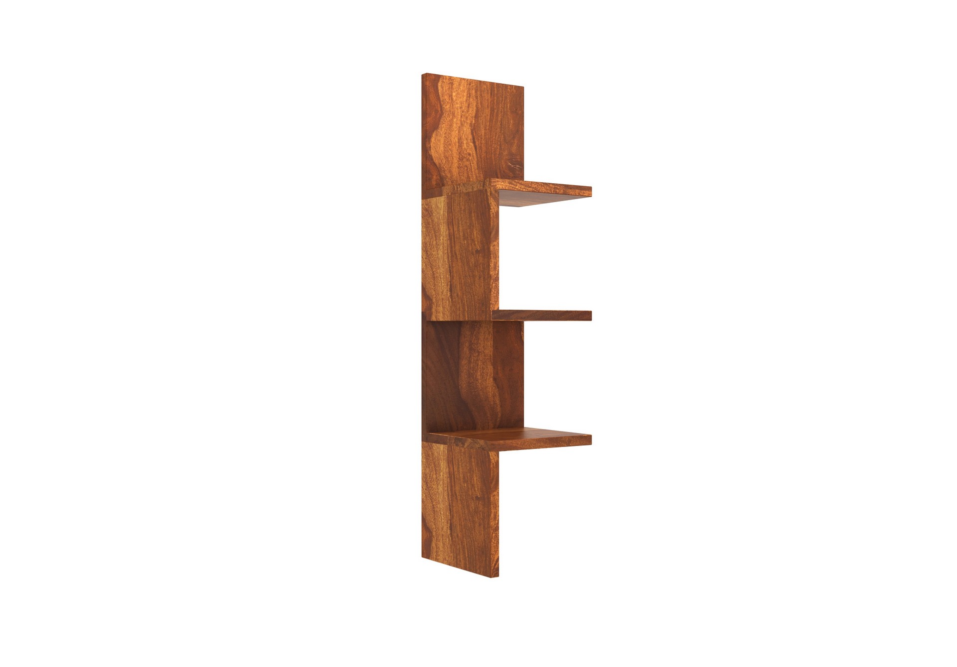 Zigzag Sheesham Wood Wall Shelves Teak finish