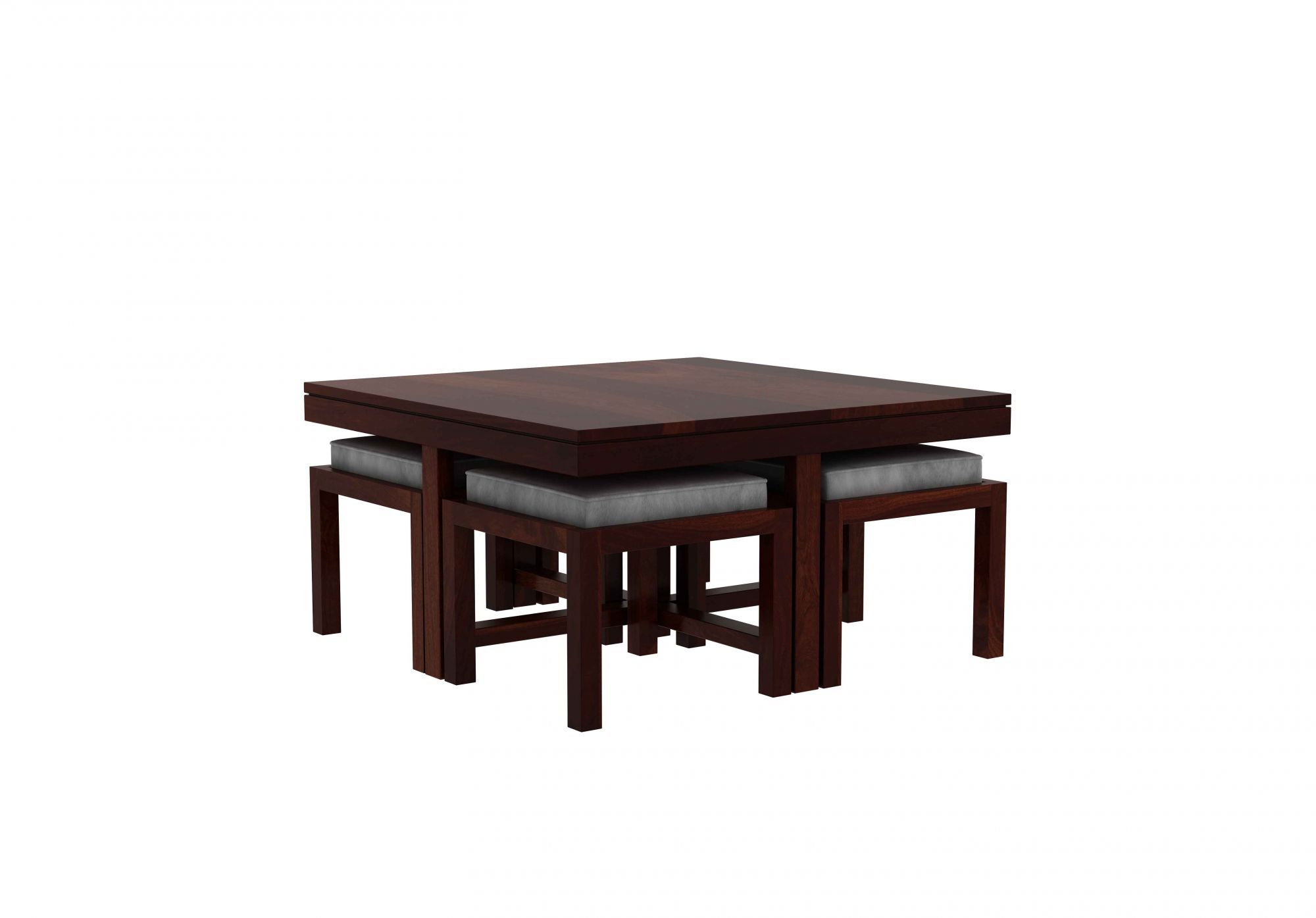 Timor Sheesham Wood Coffee Table with 4 Stool