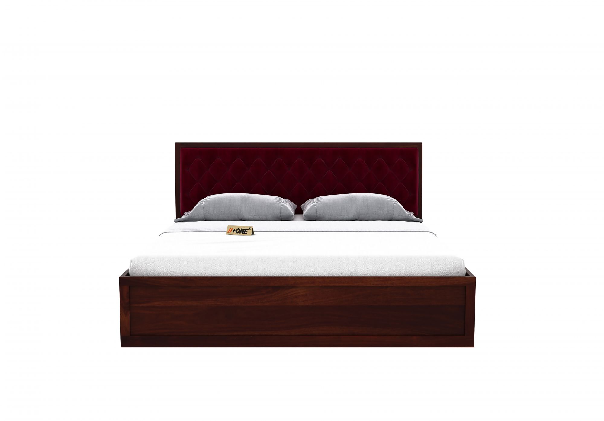 Aria Cushioned Pomegranate Bed With Hydraulic Storage King Size Teak Finish
