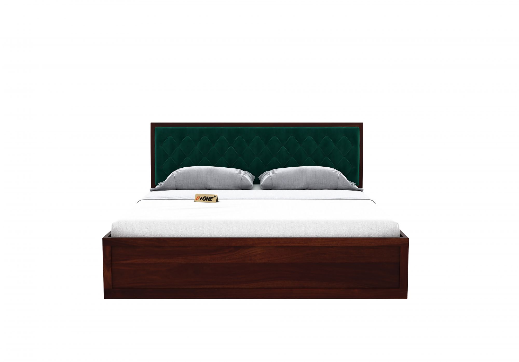 Aria Cushioned Emerald Green Bed With Hydraulic Storage