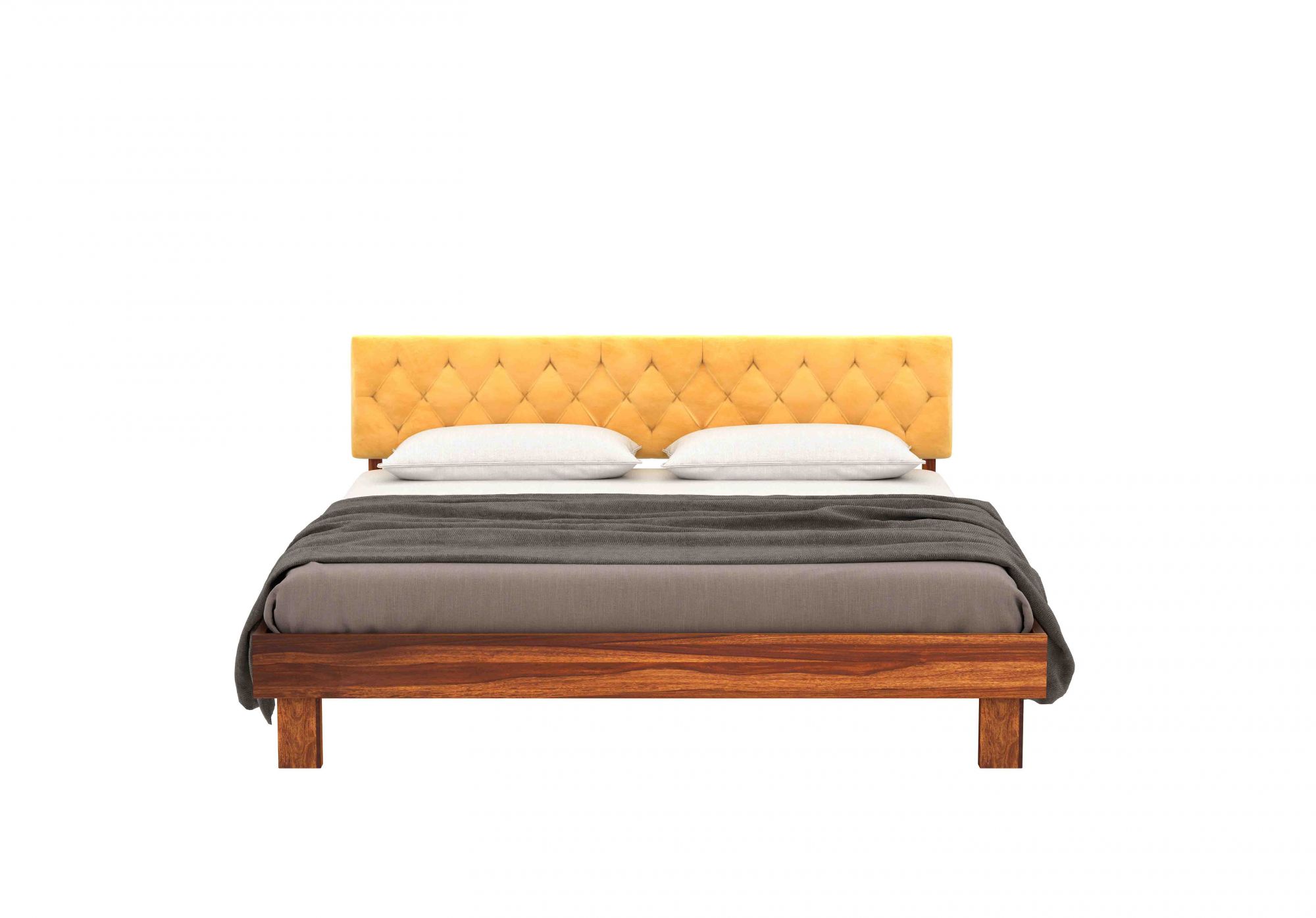 Rota Yellow Sheesham Wood Bed Without Storage