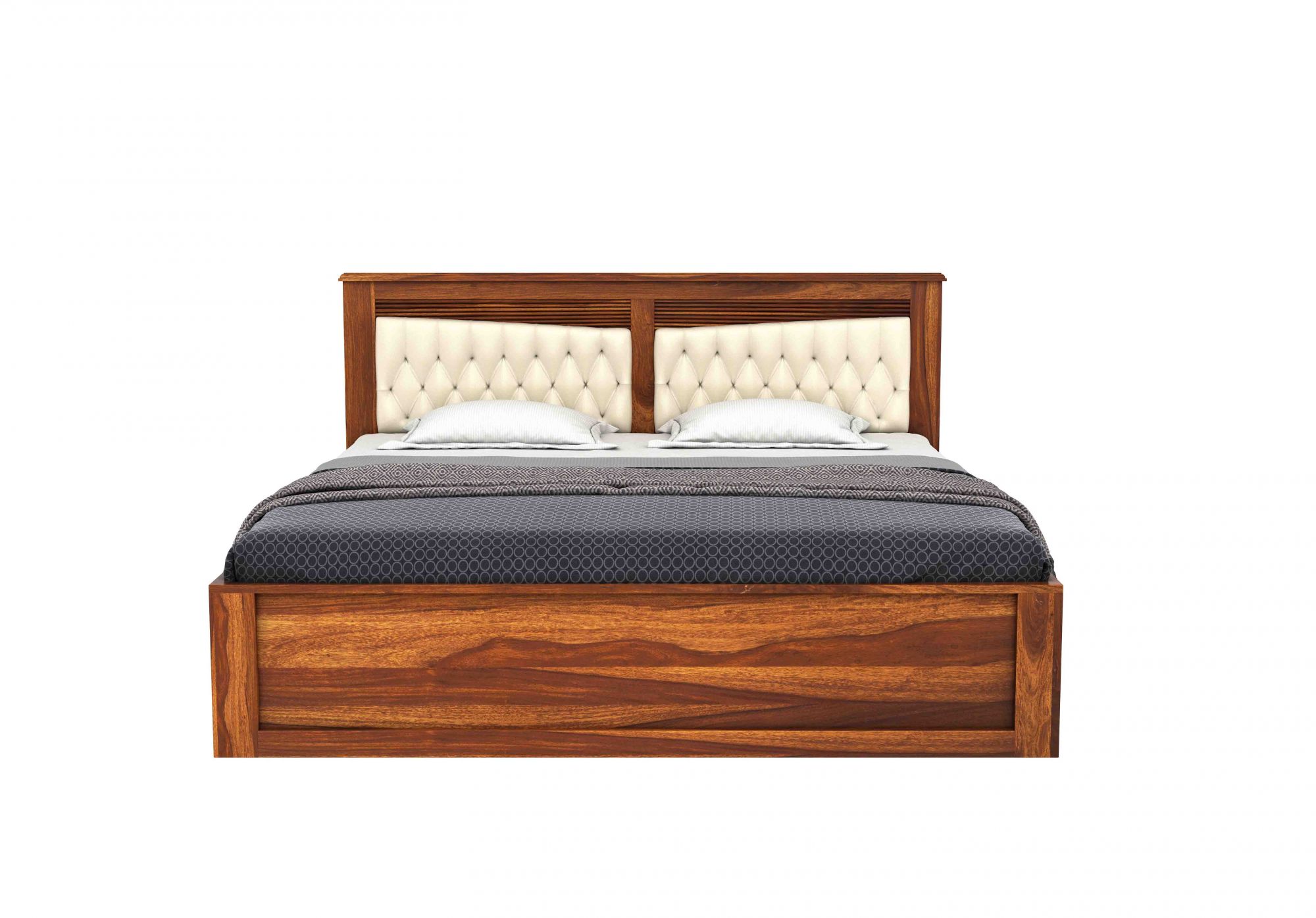 Spanish Sheesham Wood Bed With Side Storage
