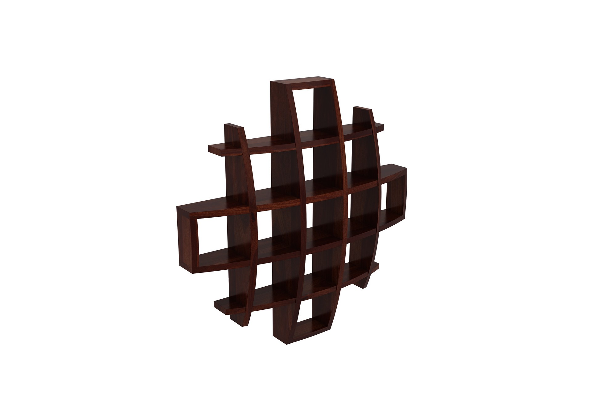Femo Sheesham Wood Wall Shelves Teak finish
