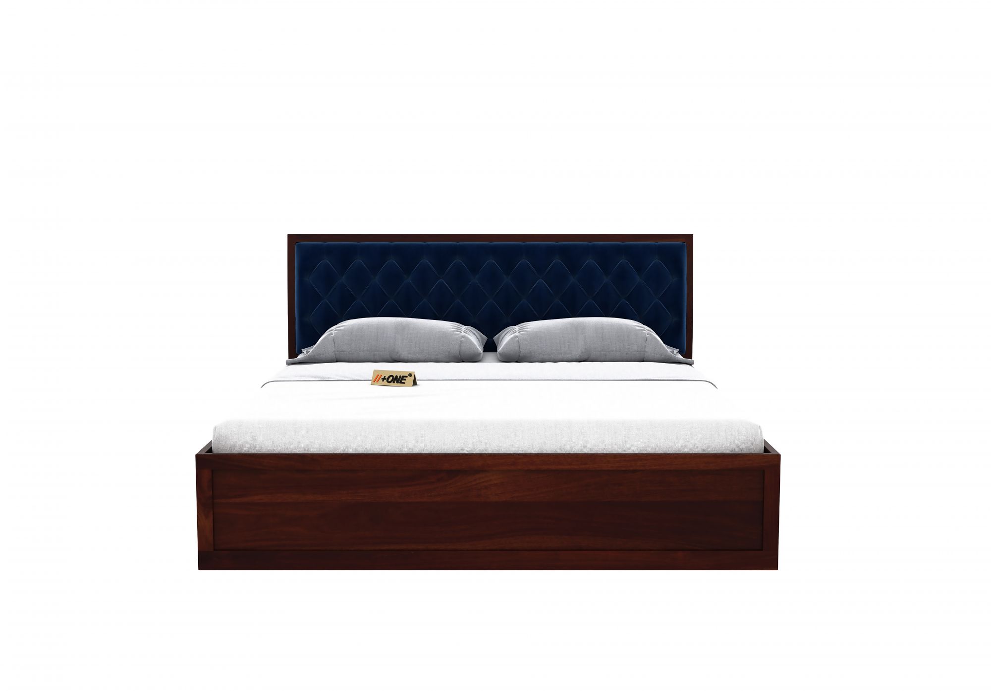 Aria Cushioned Indigo Blue Bed With Hydraulic Storage
