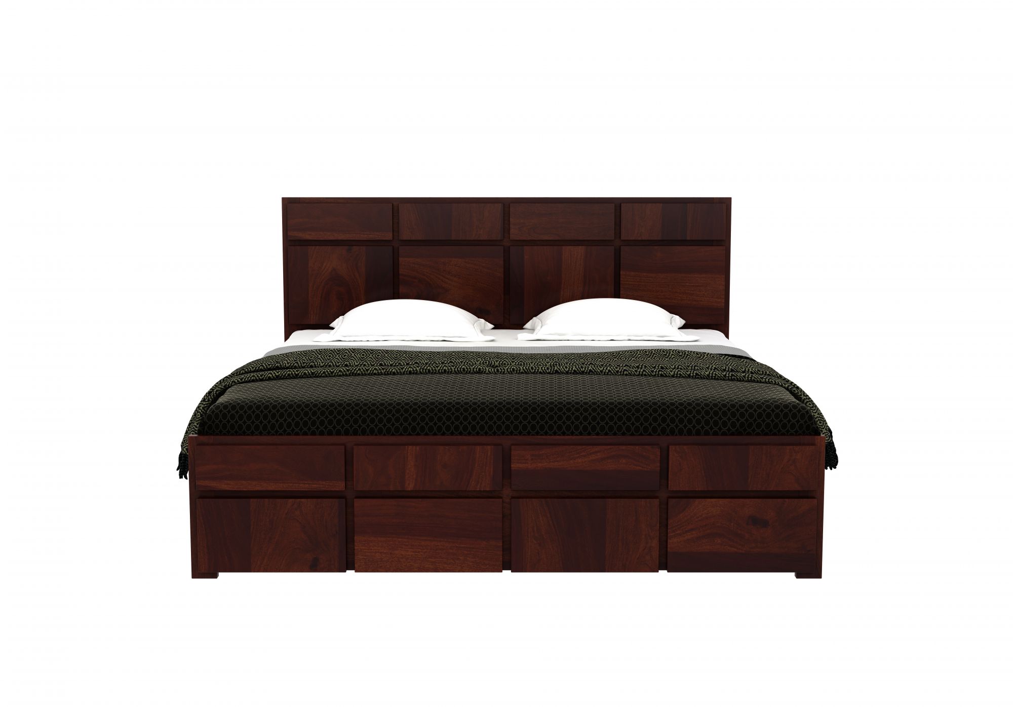 Andrott Bed with Box Storage King Size Walnut Finish