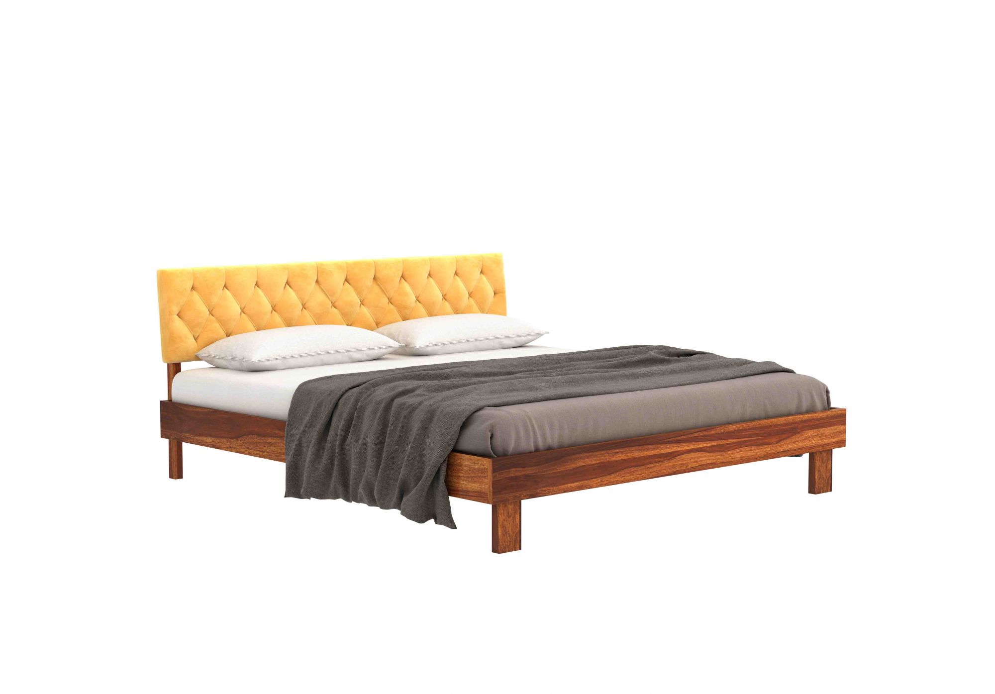 Rota Yellow Sheesham Wood Bed Without Storage