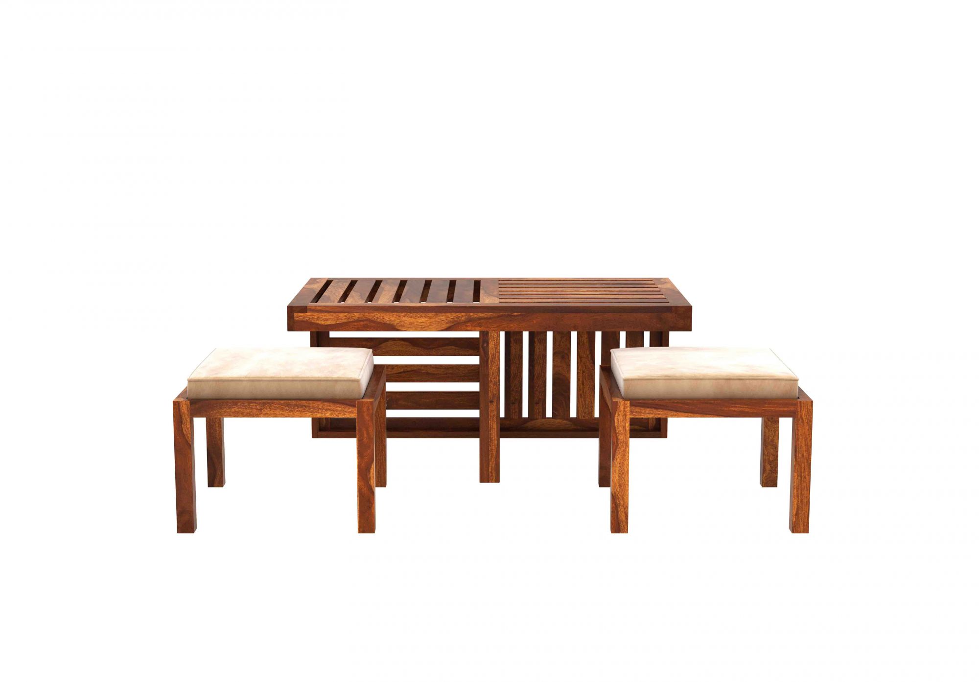 Marina 2 stool coffee table Walnut beige
