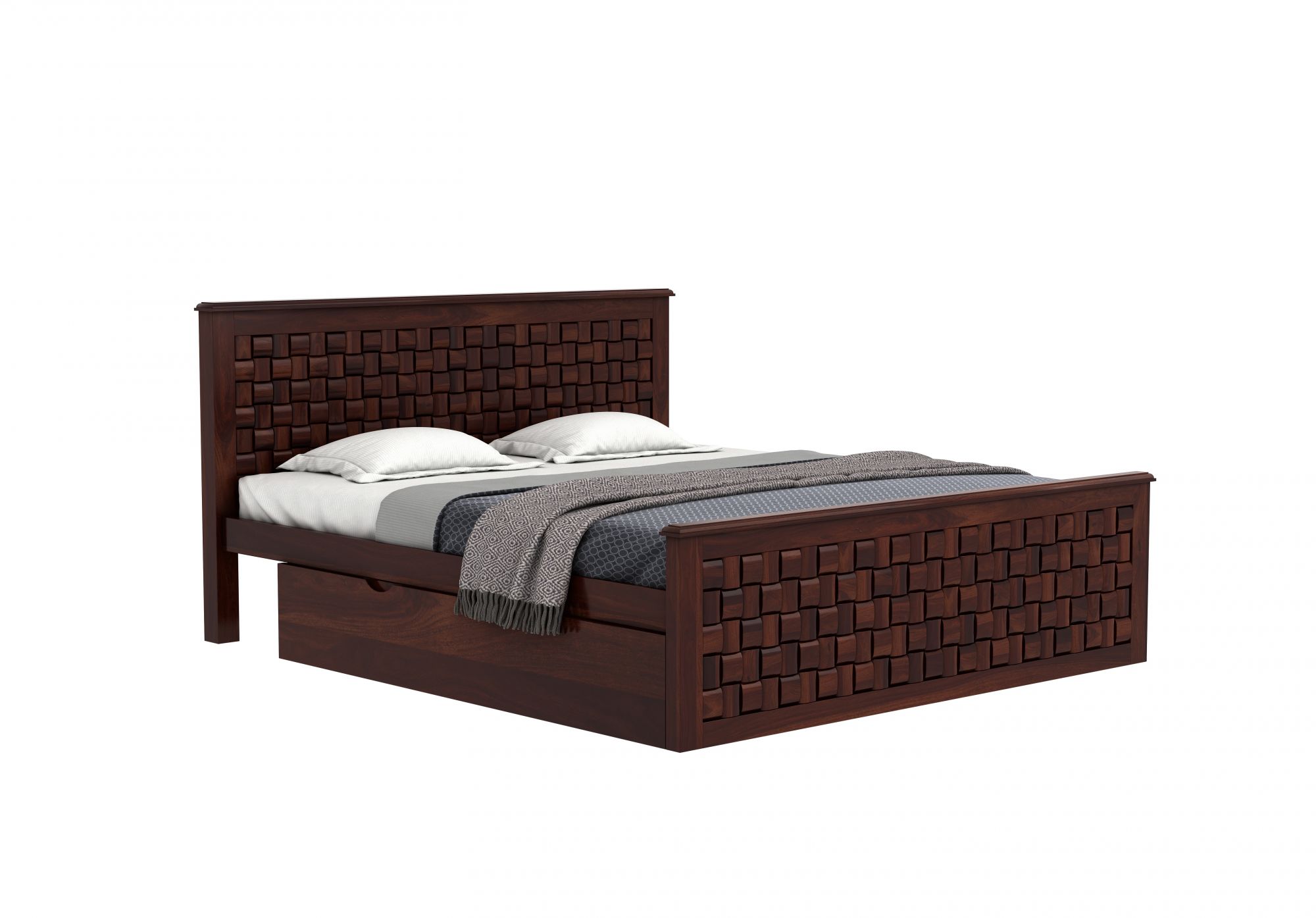 Flamingo Sheesham Wood Bed With Side Drawer