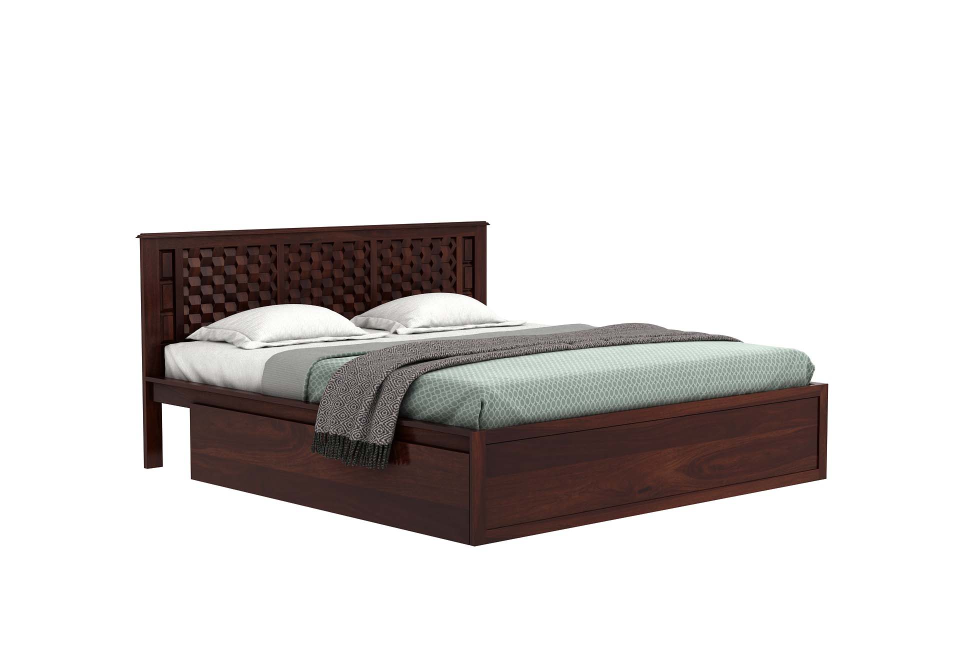 Marwar Sheesham Wood Bed With Side Drawer