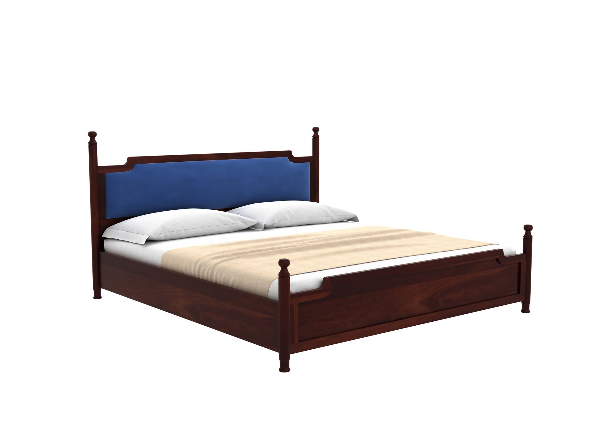 Adams Bed Without Storage King Size Walnut Finish
