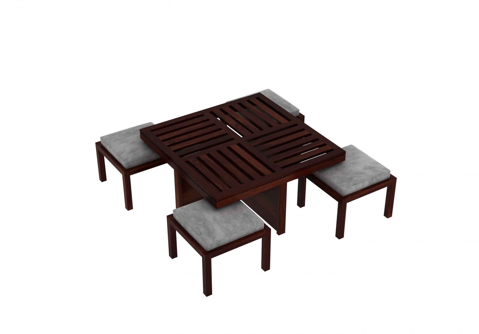 Grande Sheesham Wood Coffee Table with 4 Stools