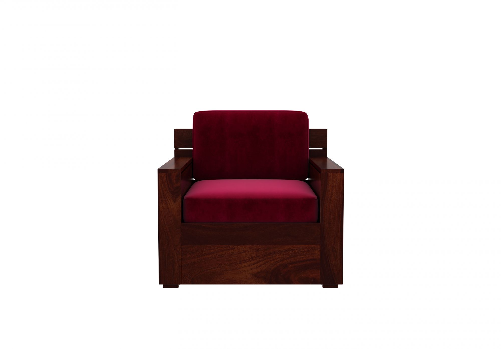 Nelson Burgandy 5 Seater Wooden Sofa Set