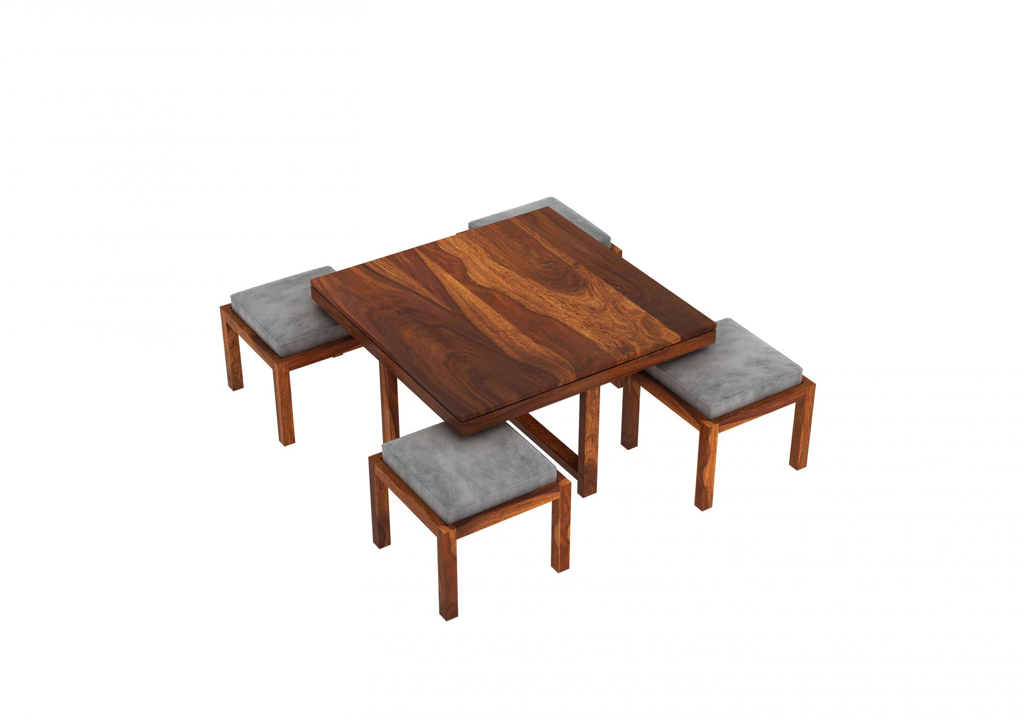 Timor Sheesham Wood Coffee Table with 4 Stools